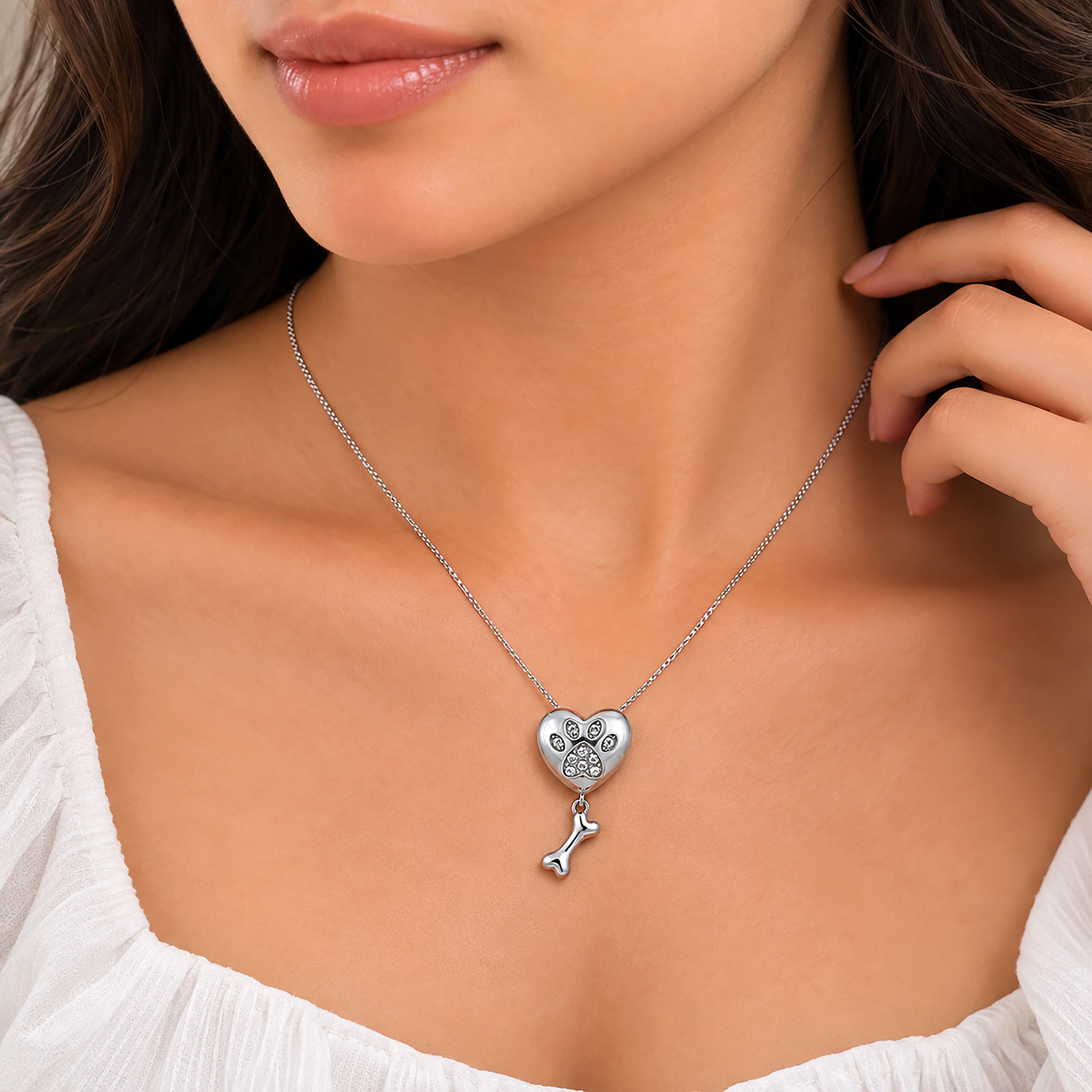 Heartfelt Paw Print 925 Sterling Silver Pendant for Women