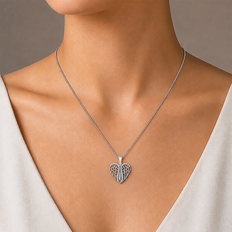 Heavenly Grace 925 Sterling Silver Winged Heart Pendant