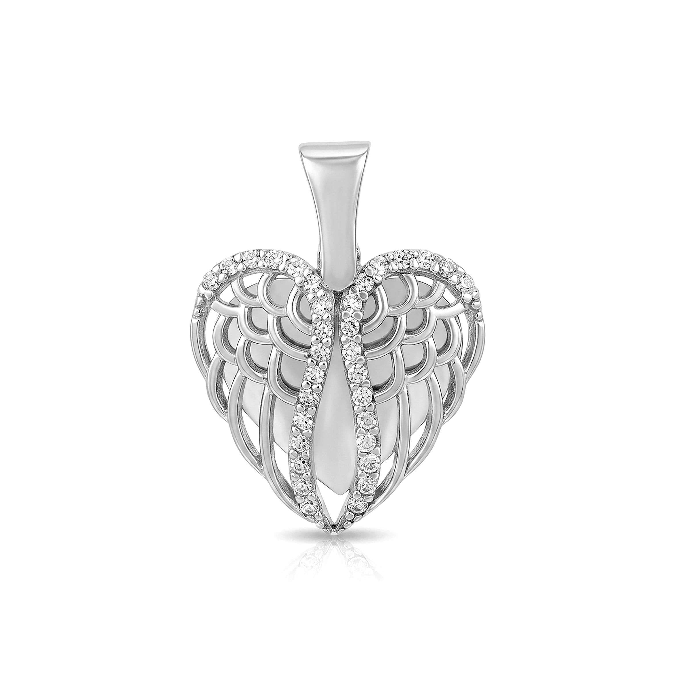 Heavenly Grace 925 Sterling Silver Winged Heart Pendant