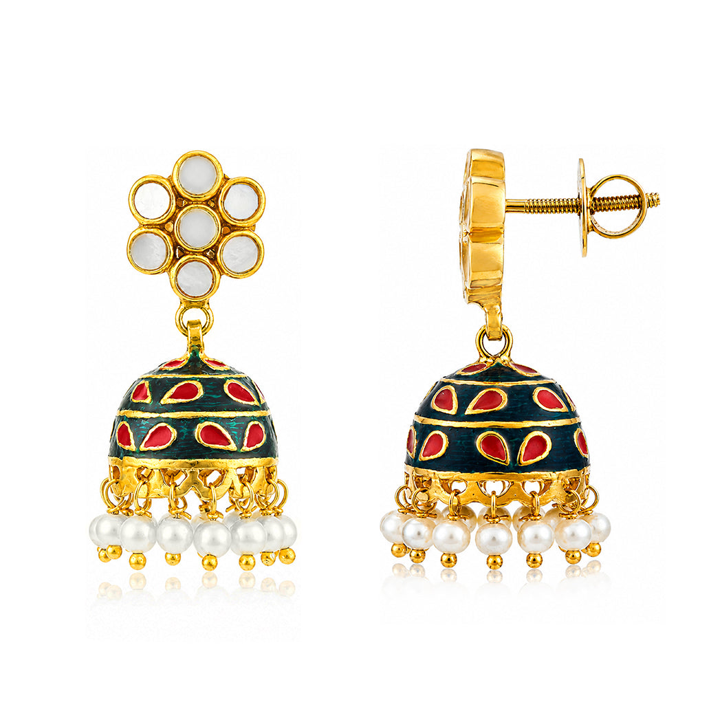 Heritage Pearl Jhumka 925 Sterling Silver Designer Earrings