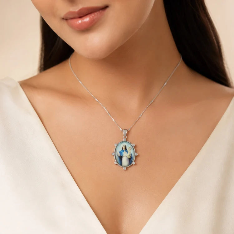Holy Mother Mary Divine Charm 925 Sterling Silver Pendant for women