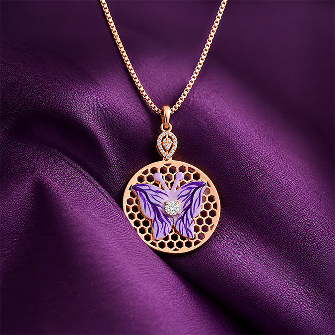 Honeycomb Butterfly 925 Sterling Silver Pendant