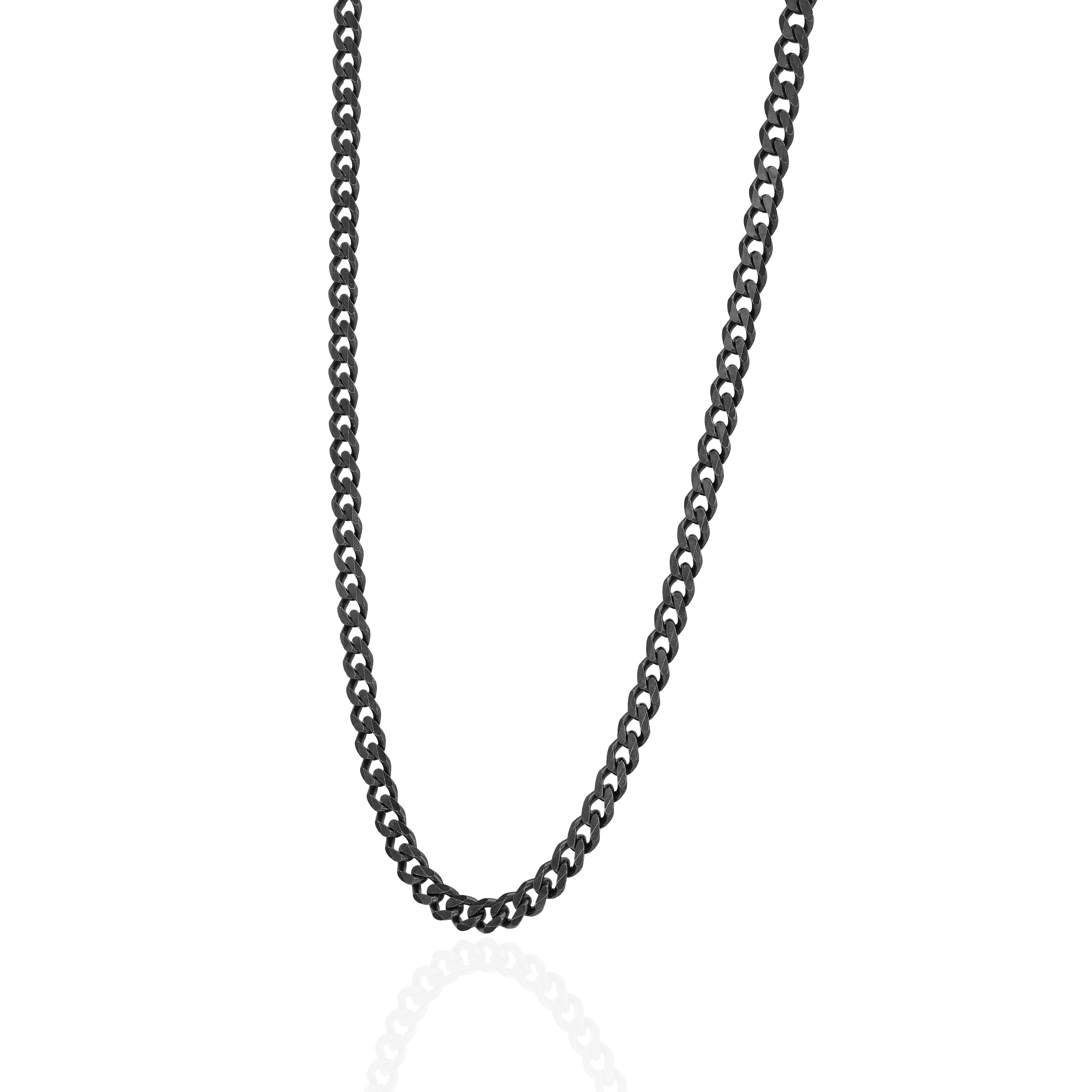 925 Sterling Silver OnyxEdge Bold Curb Link Chain for Men
