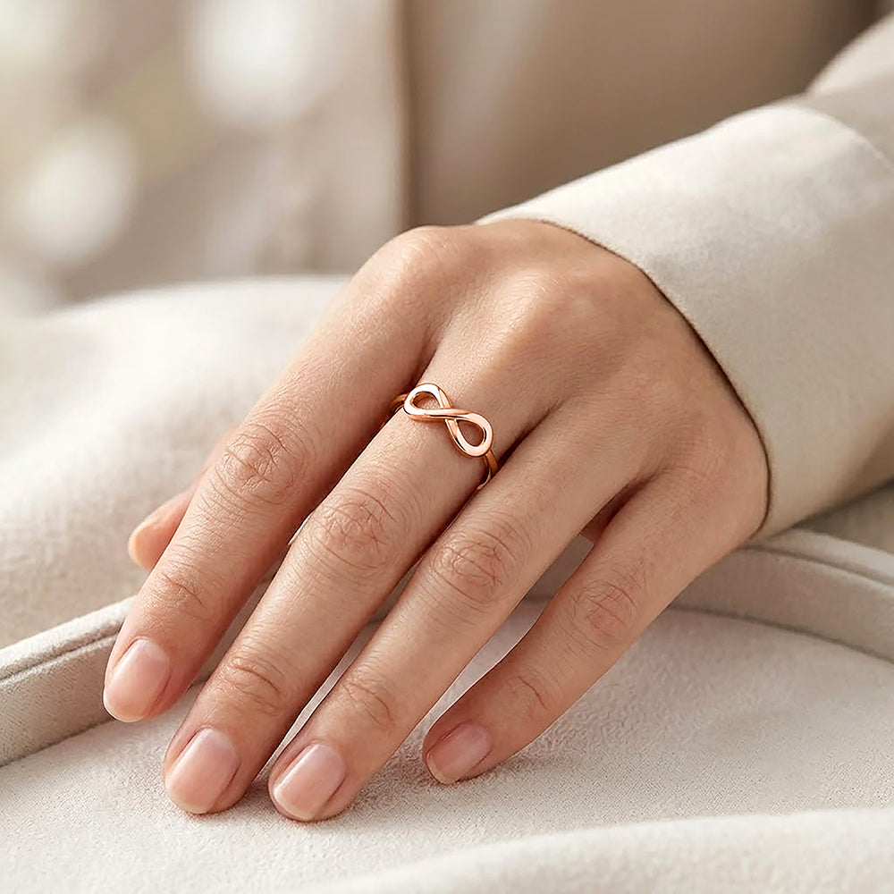 Infinite Rose Gold Harmony 925 Sterling Silver Sleek Modern Ring