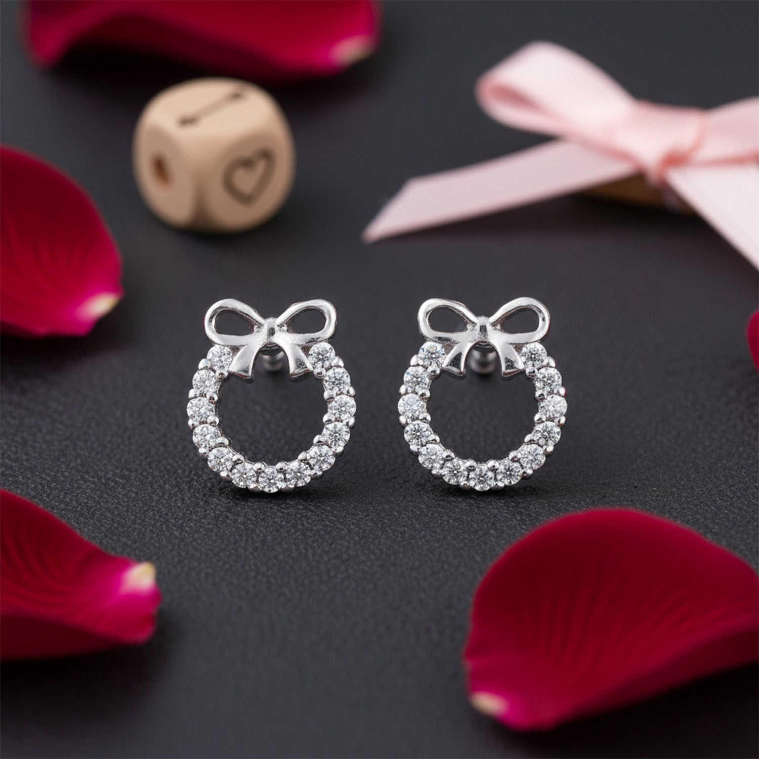 Infinite Sparkle Heart 925 Sterling Silver Earrings for Women