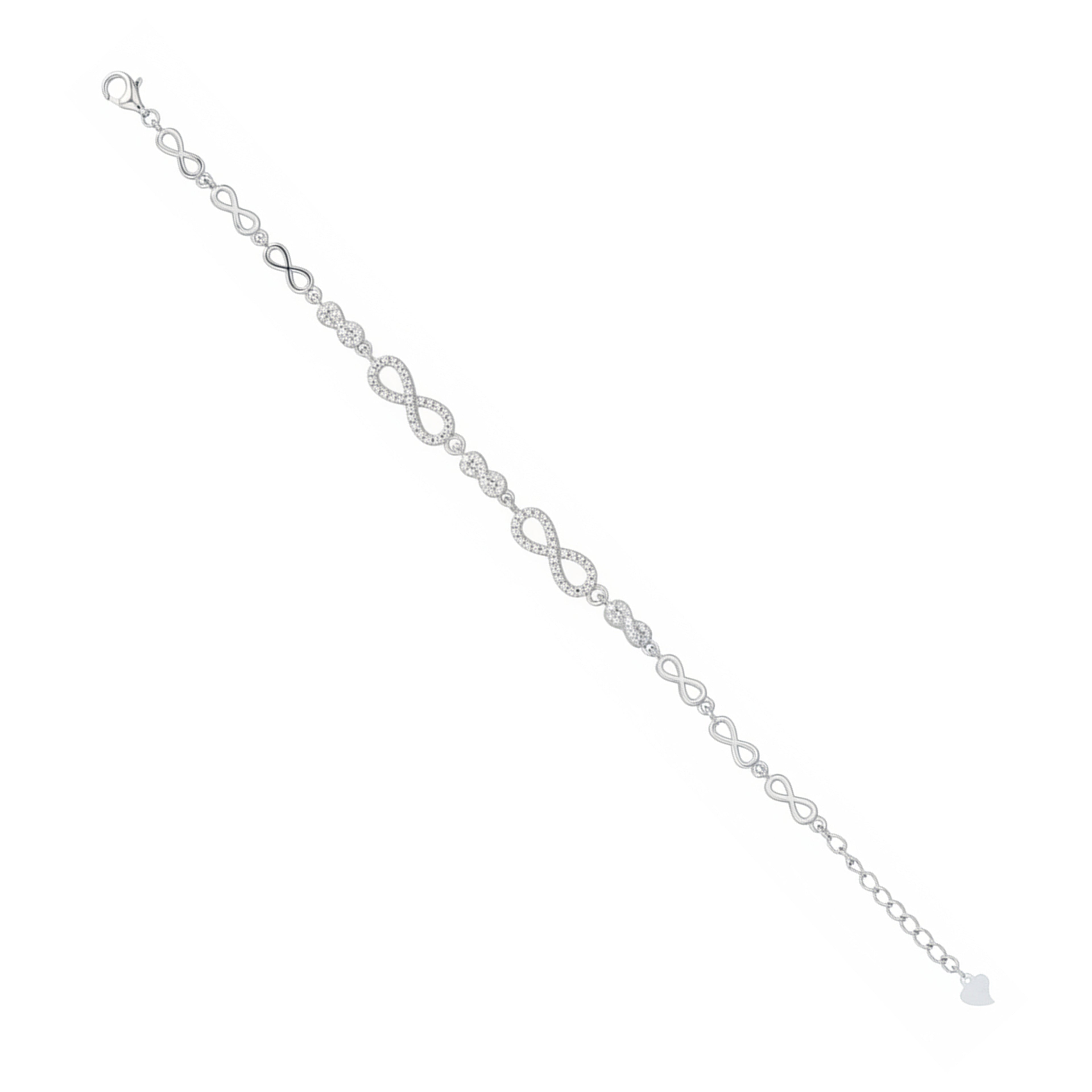 Silver chain bracelet on a white background