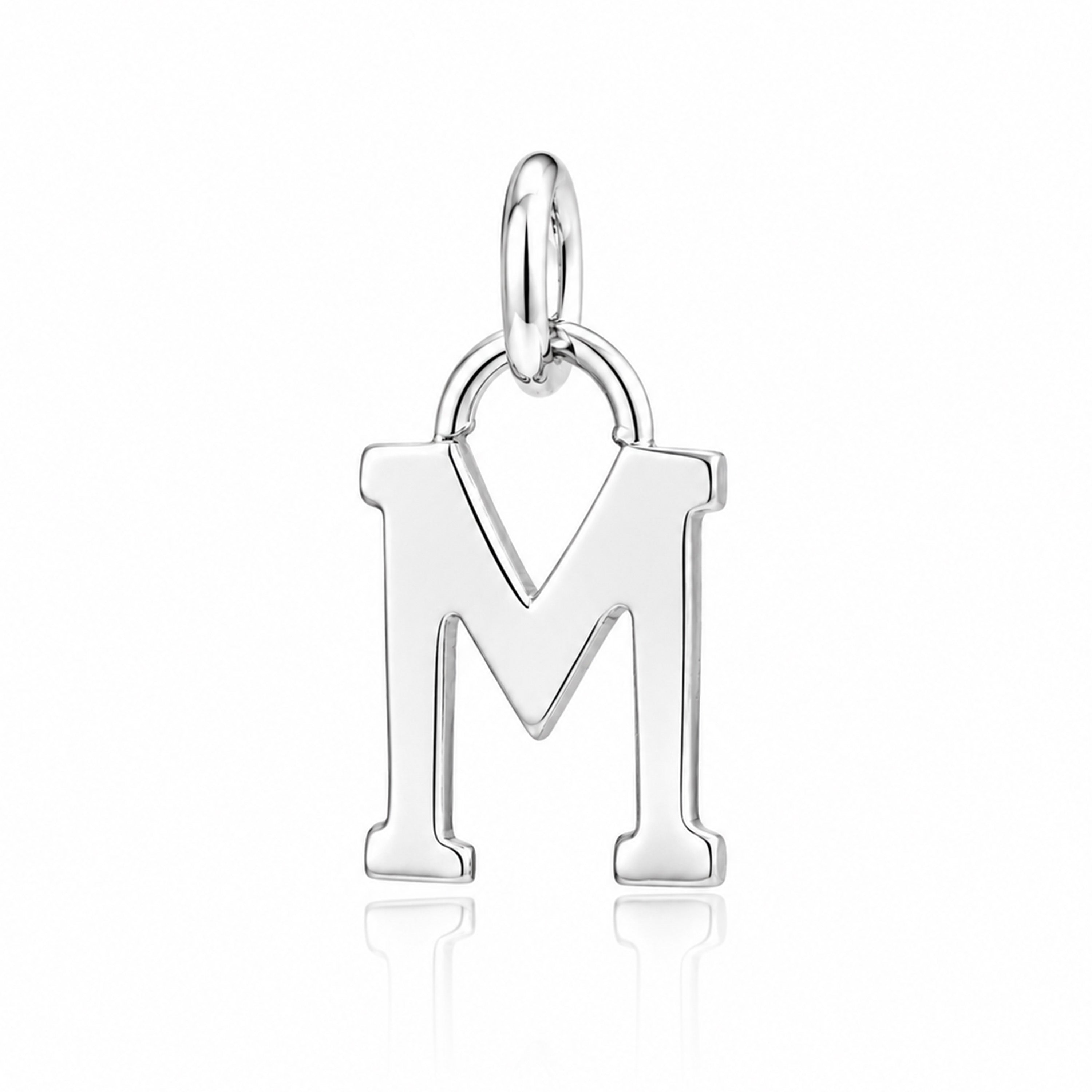 Initial M 925 Sterling Silver Charm Pendant