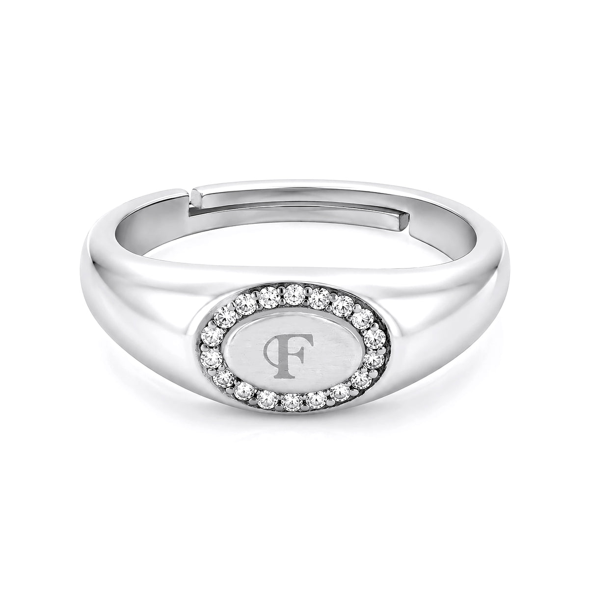 Initial Letter F Signet Sterling Silver Ring