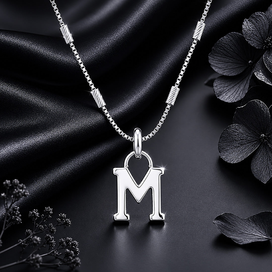 Initial M 925 Sterling Silver Charm Pendant