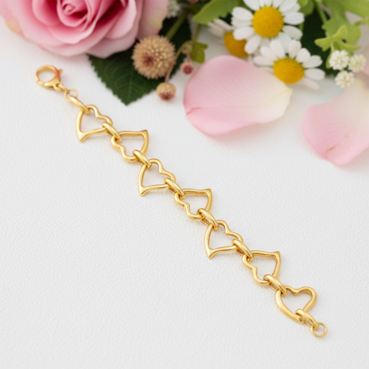 Interlinked Heart Outline Silver Bracelet