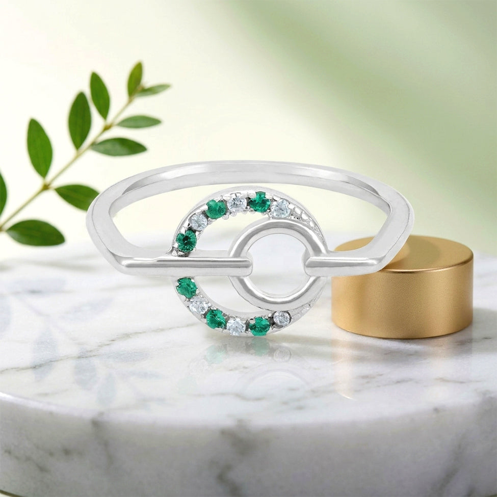 Interlocking Circle 925 Sterling Silver Ring for Women
