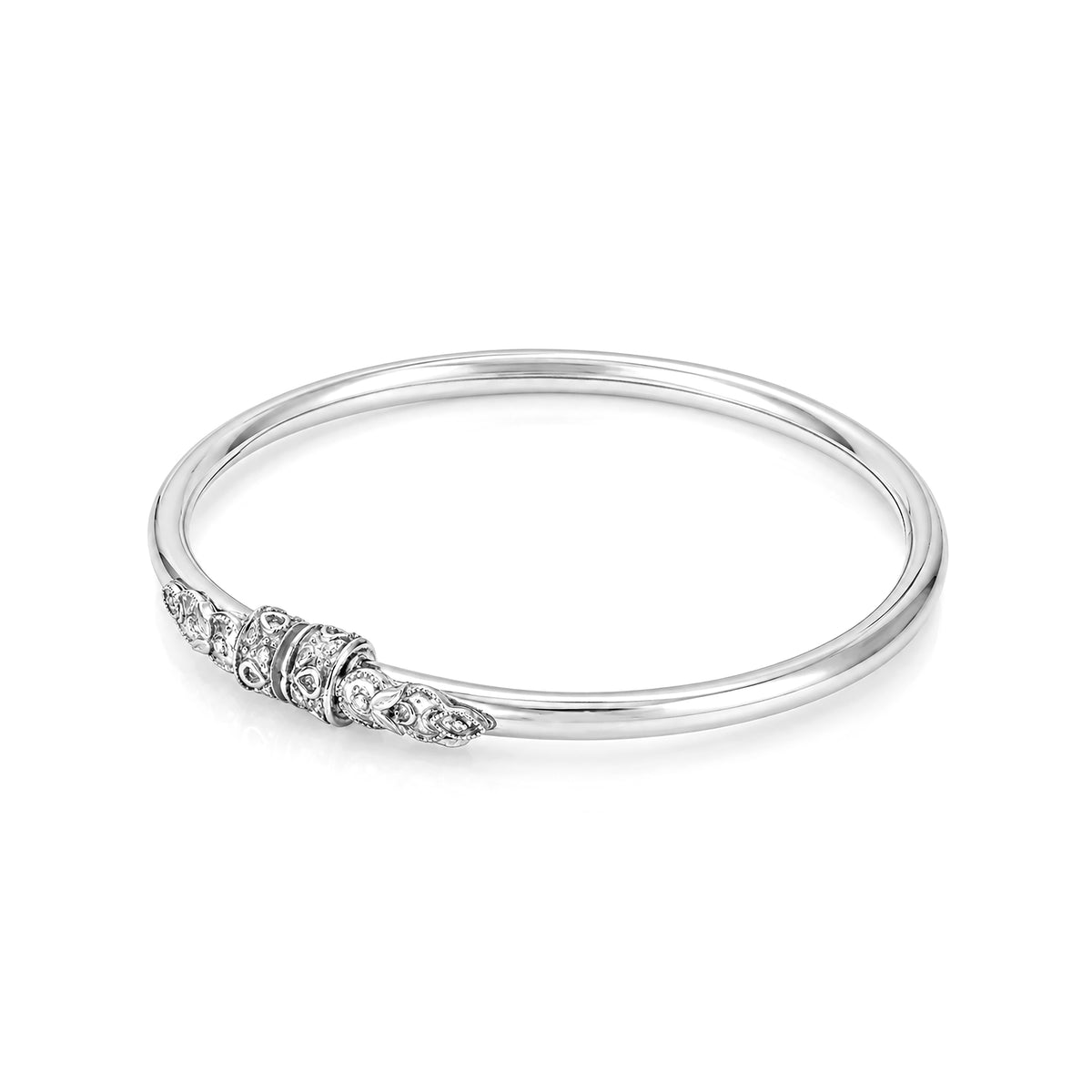 Intricate Motif Cuff Sterling Silver Kada