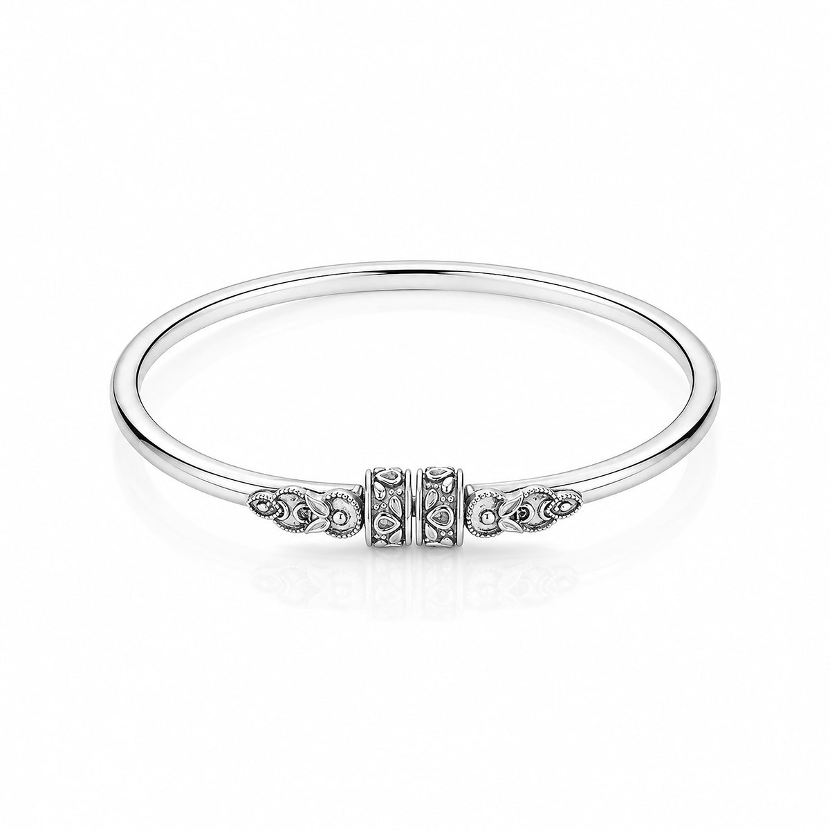 Intricate Motif Cuff Sterling Silver Kada