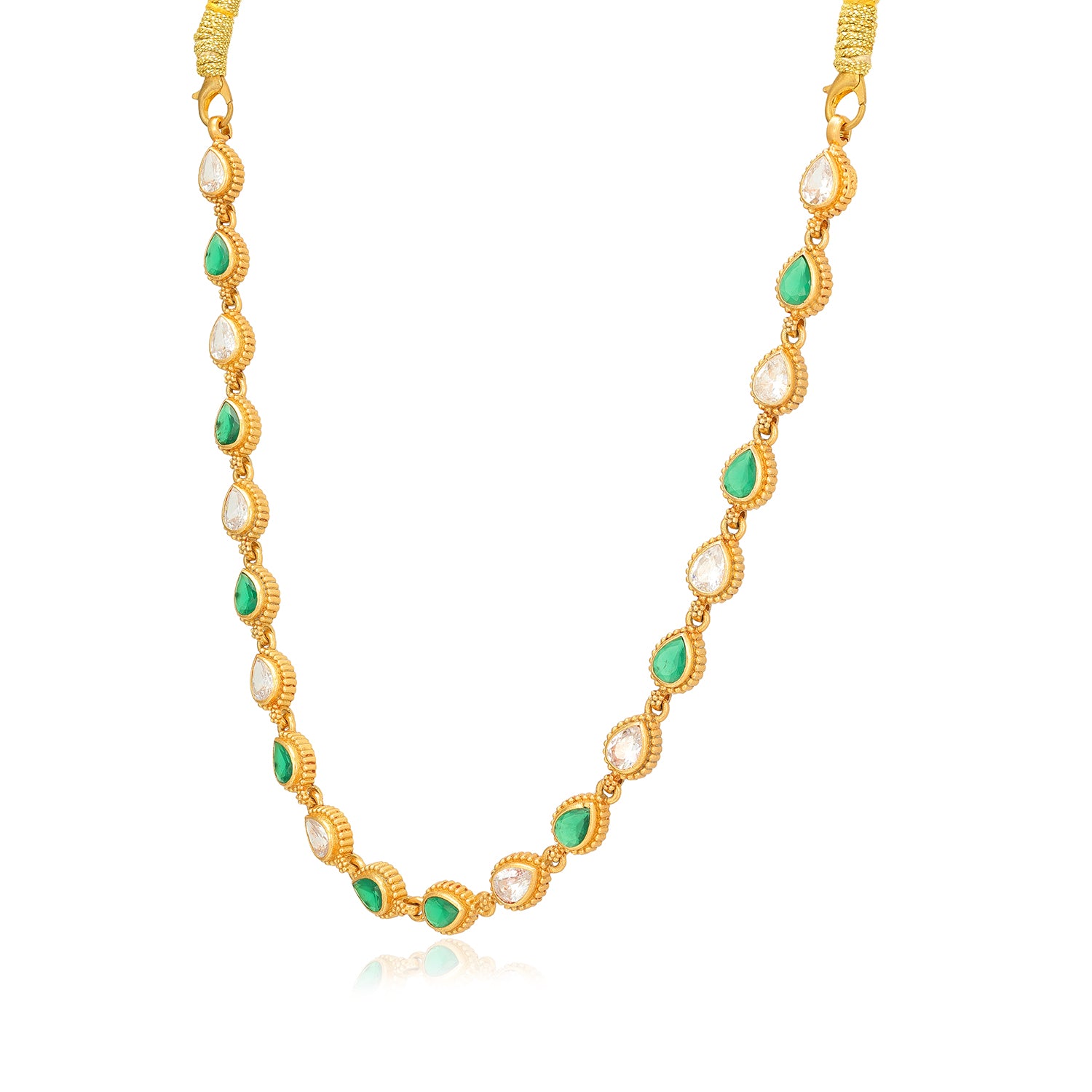 Ivory Green 925 Gold Plated Pear Necklace