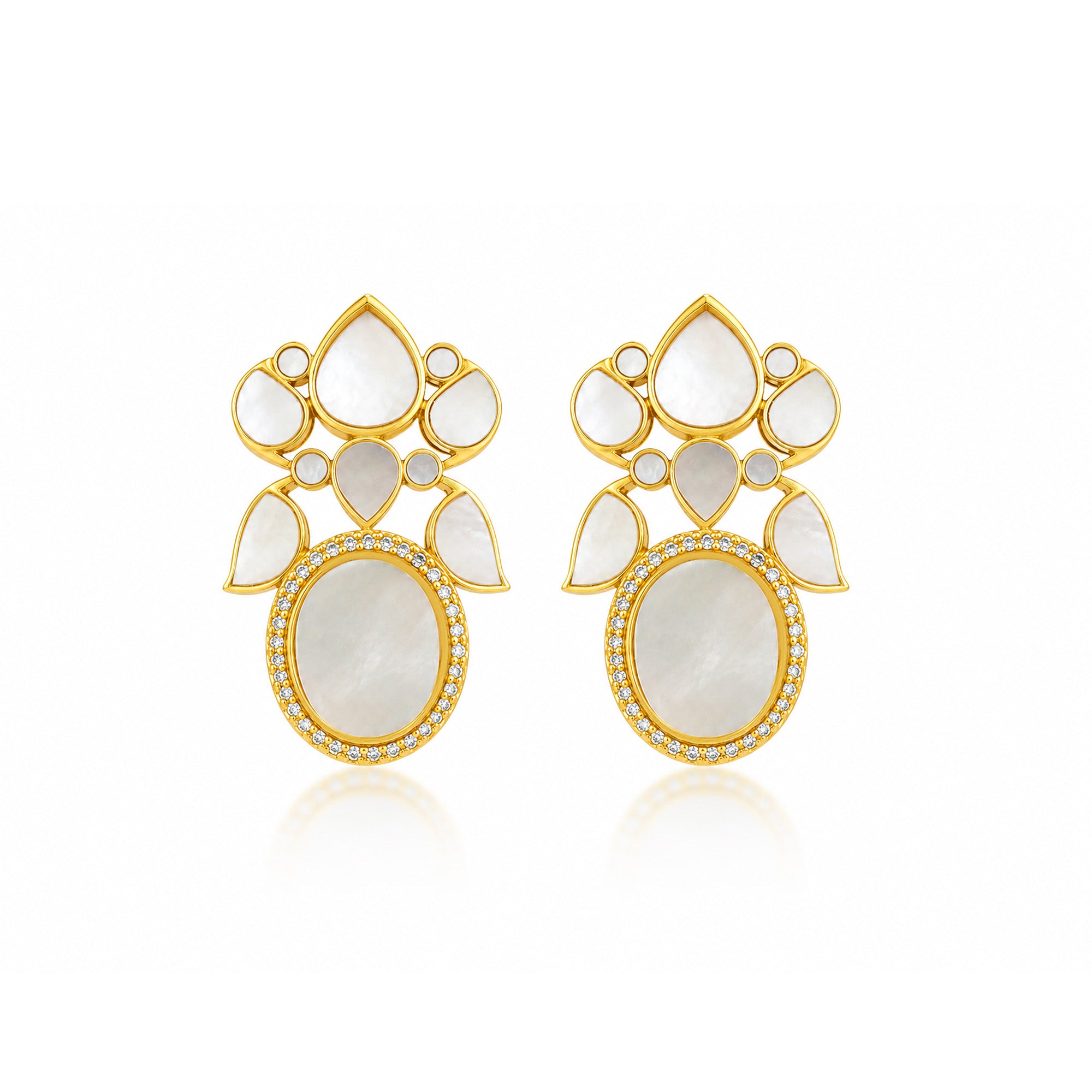 Ivory Lotus 925 Sterling Silver Floral Drop Earrings