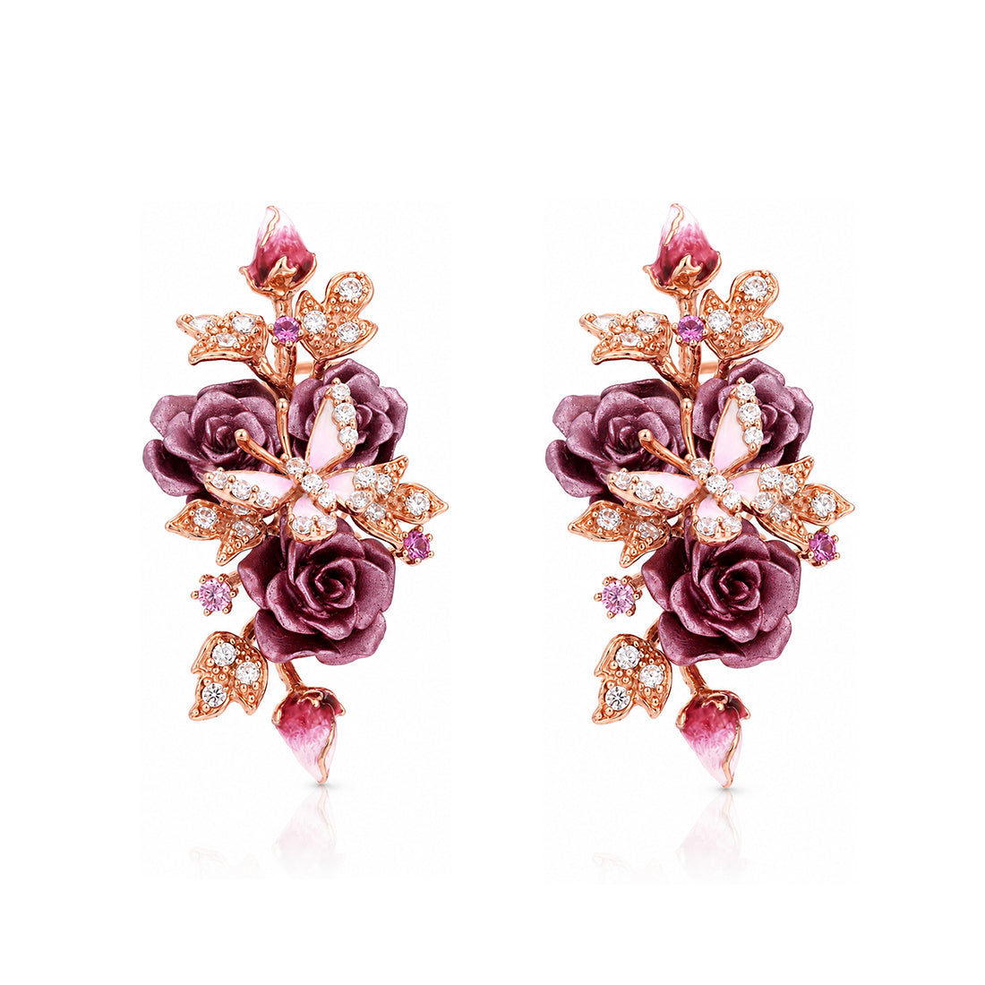 Lavender Blossom Vine 925 Sterling Silver Luxury Earrings
