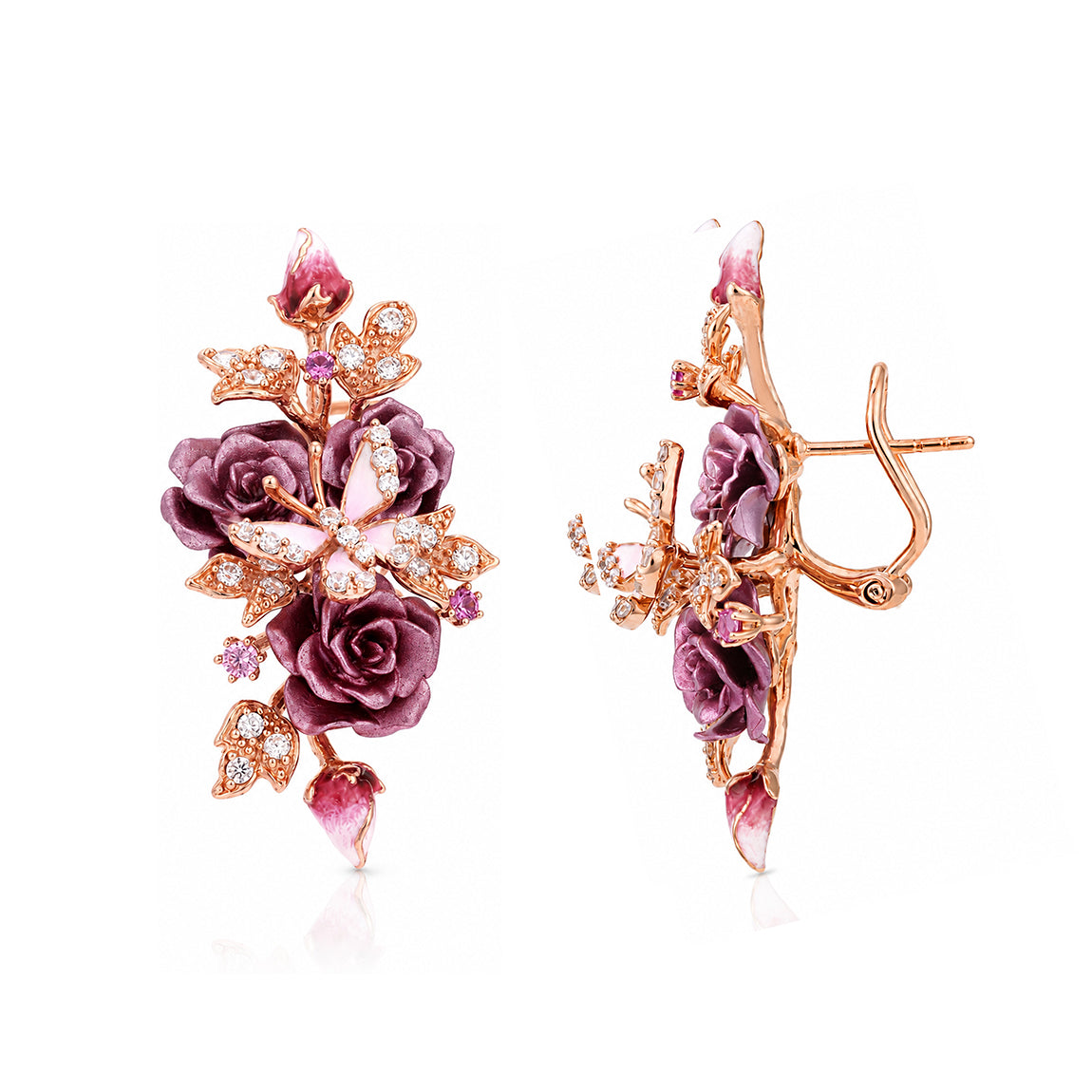 Lavender Blossom Vine 925 Sterling Silver Luxury Earrings