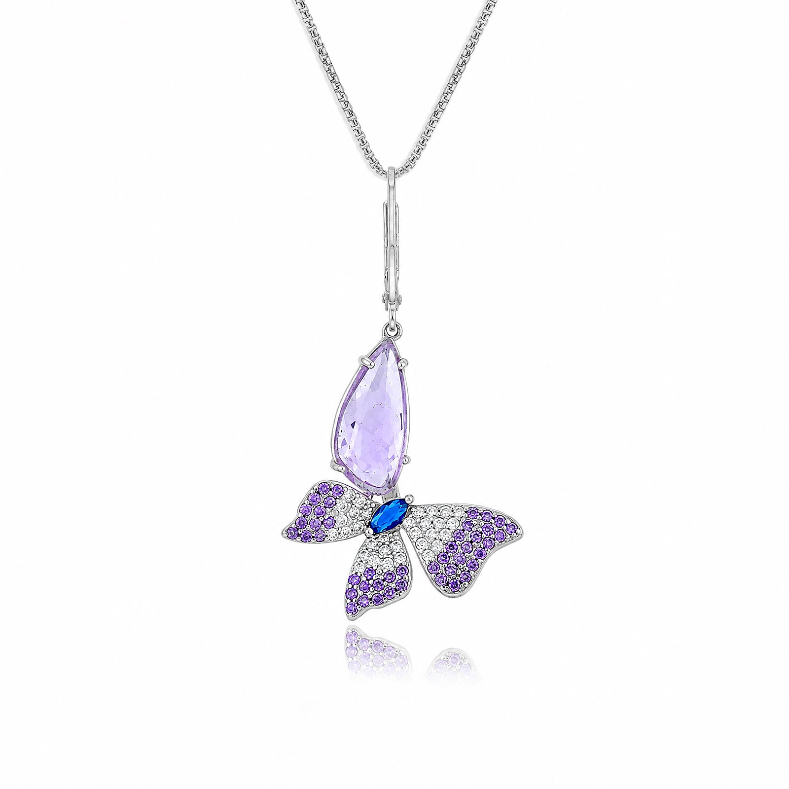 Lavender Butterfly Sparkle 925 Sterling Silver Fashion Earrings