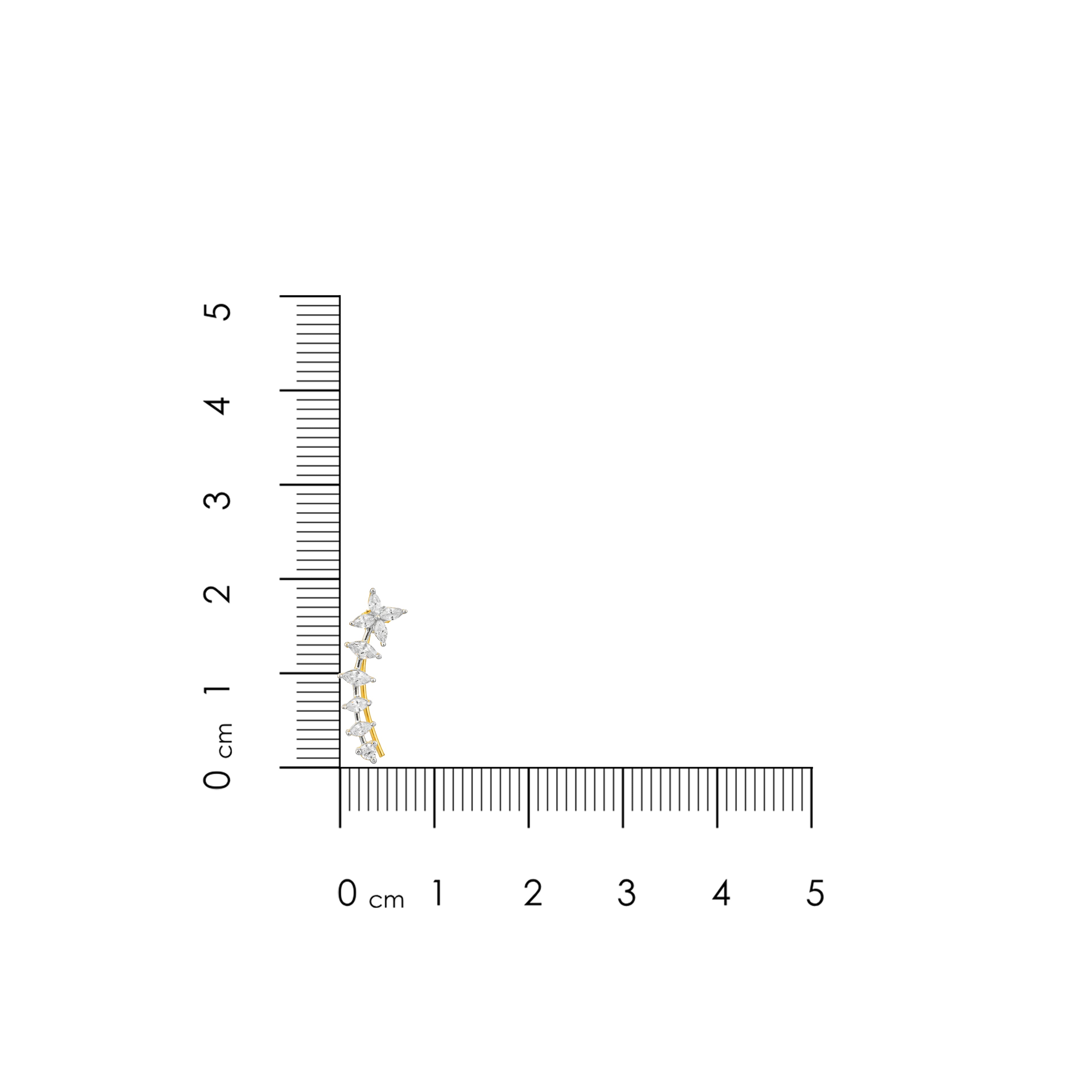 Gold and silver star-shaped earrings on a ruler for scale