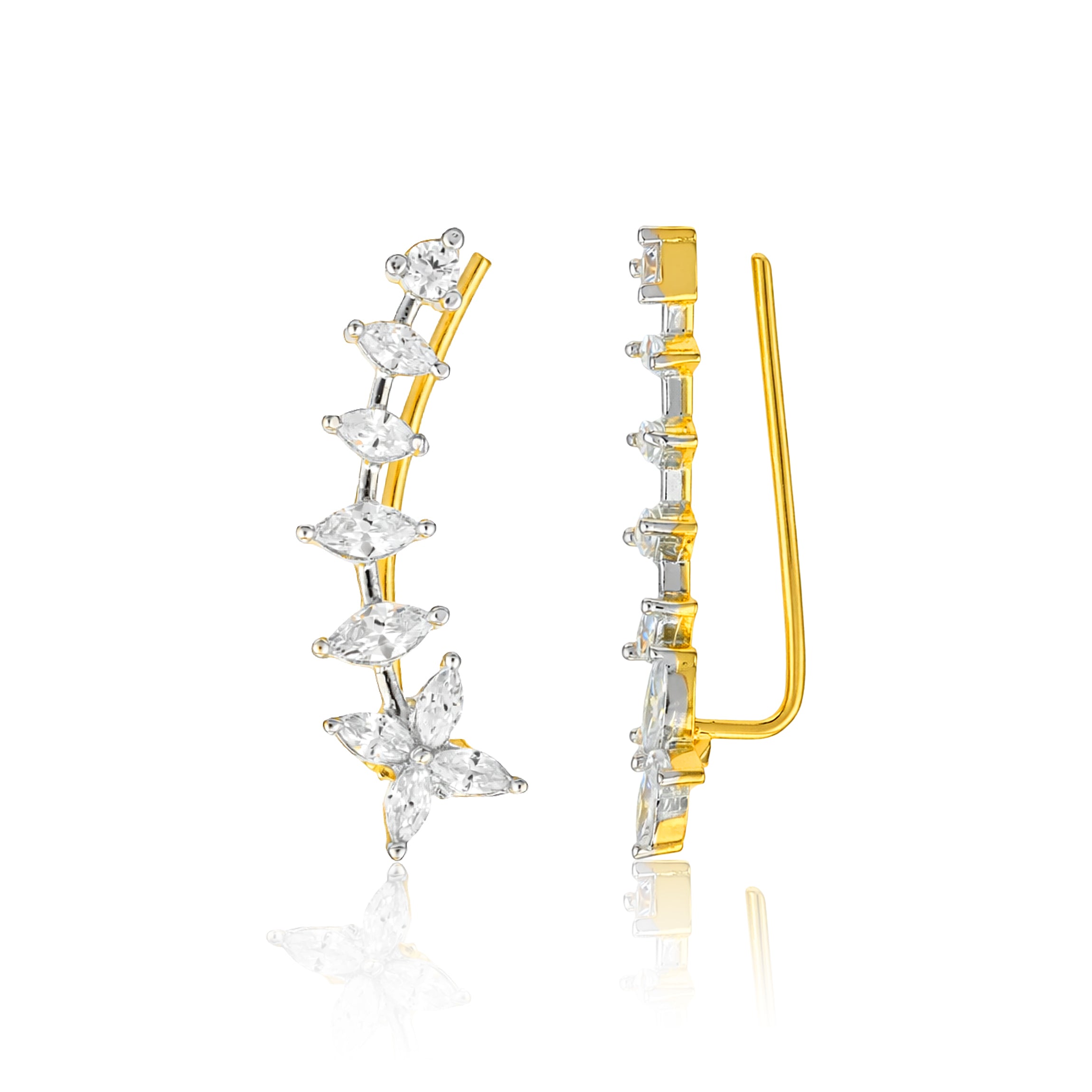 Linear Blossom 925 Sterling Silver Design Earrings for Women