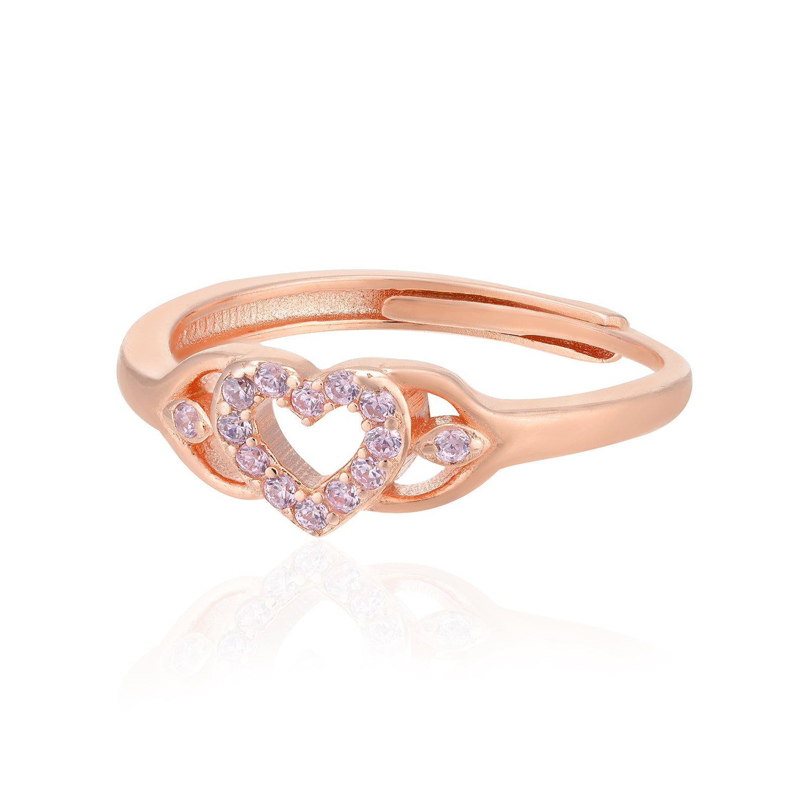 Linked Sides 925 Rose Gold Solitary Heart Rings