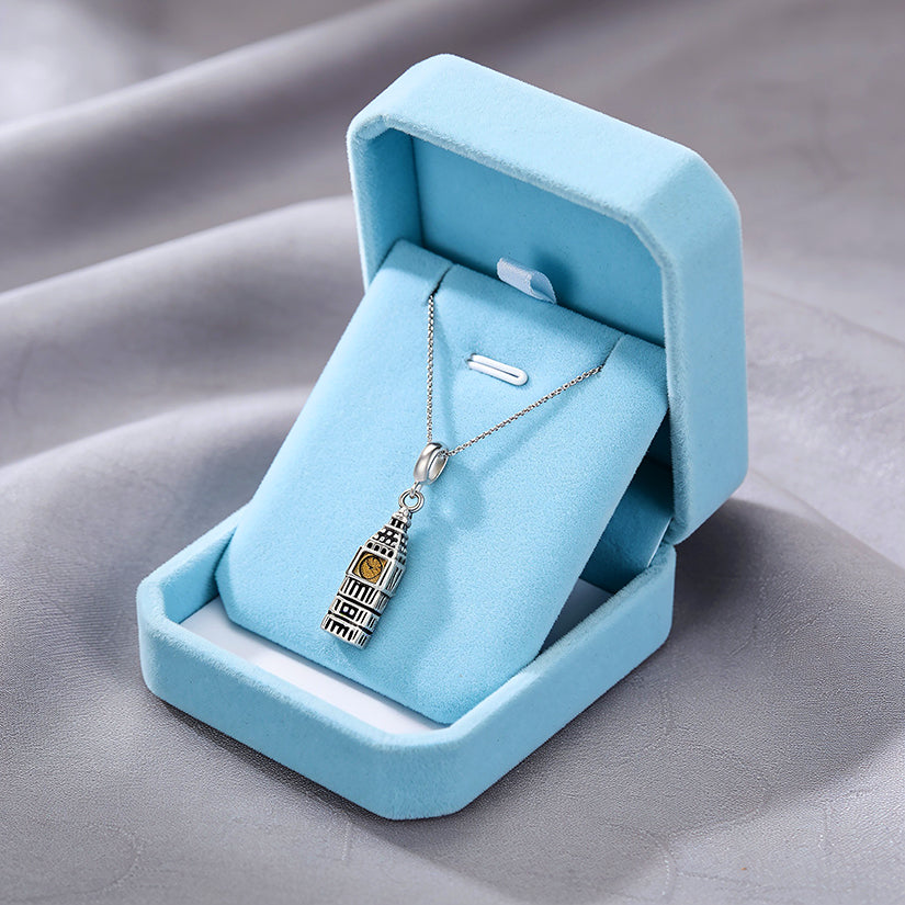 London Tower 925 Sterling Silver Clock Pendant