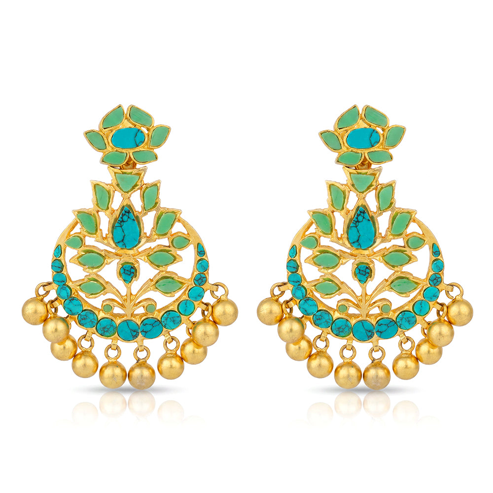 Lotus Turquoise 925 Sterling Silver Golden Drop Earring