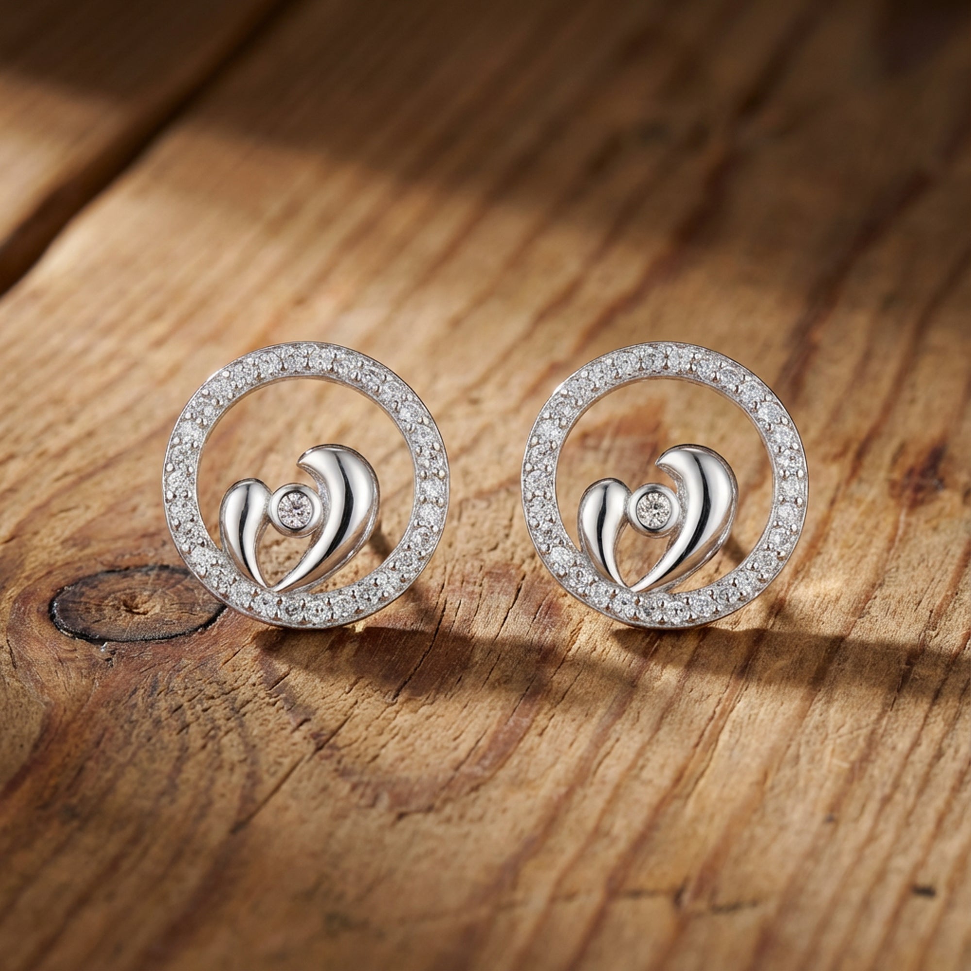 Love Bound Hearts 925 Sterling Silver Sphere Earrings for Women