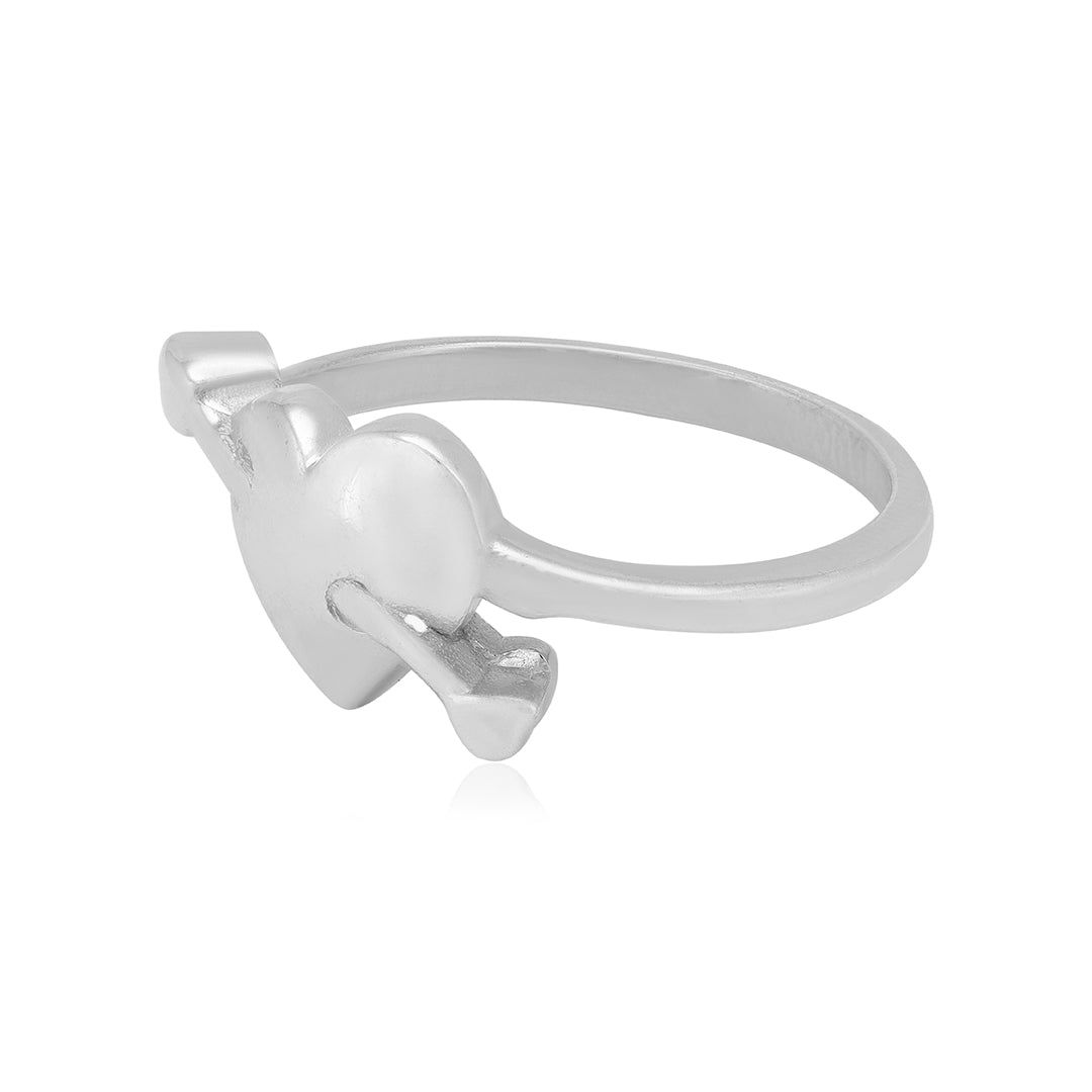 Love Strike Rhodium Plated 925 Cupids Arrow Heart Rings
