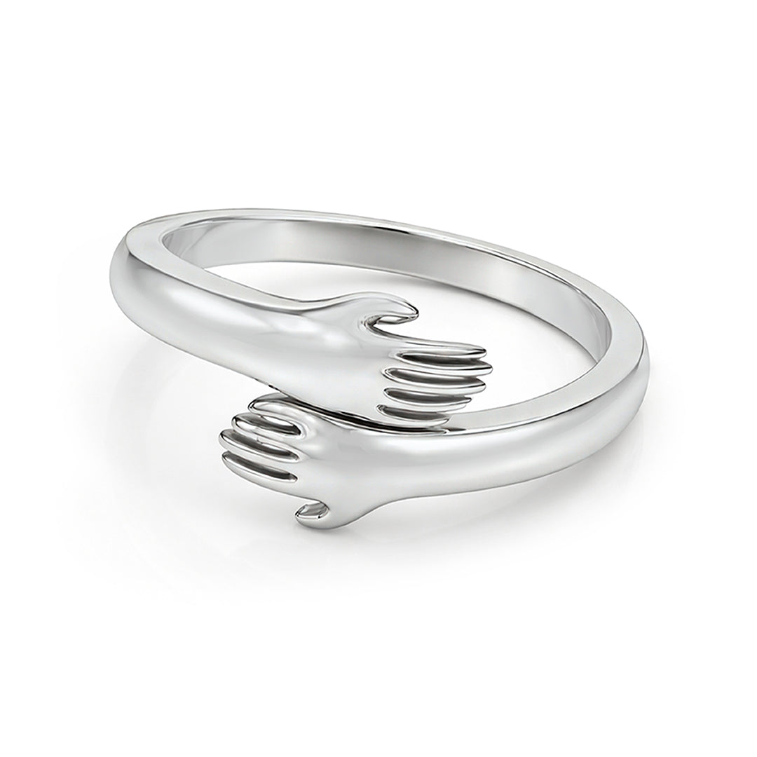 Love Today Holding Hands Symbol 925 Sterling Silver Ring for Women