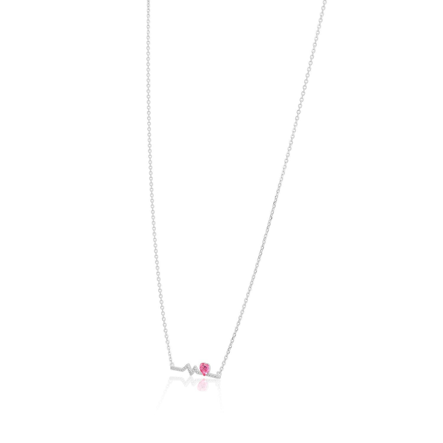 Loving Pulse Heatwave Rhodium Plated Red Heart Chain Pendant