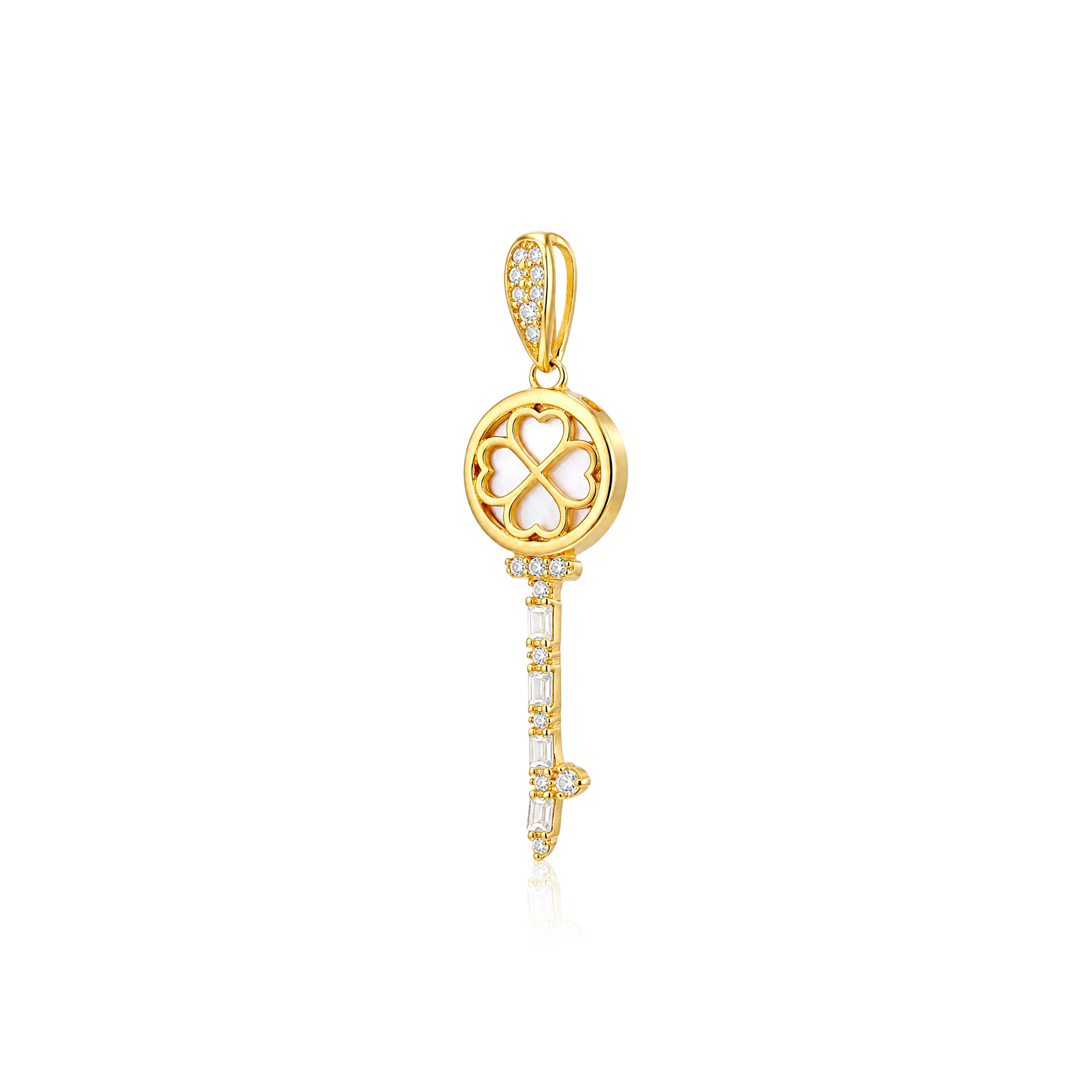 Lucky Key 925 Sterling Silver Sparkle Pendant