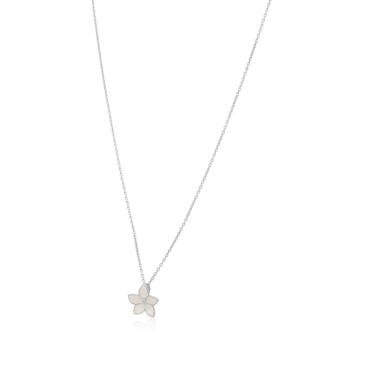 Luminous 925 Rhodium Plated Ivory Flower Chain Pendants
