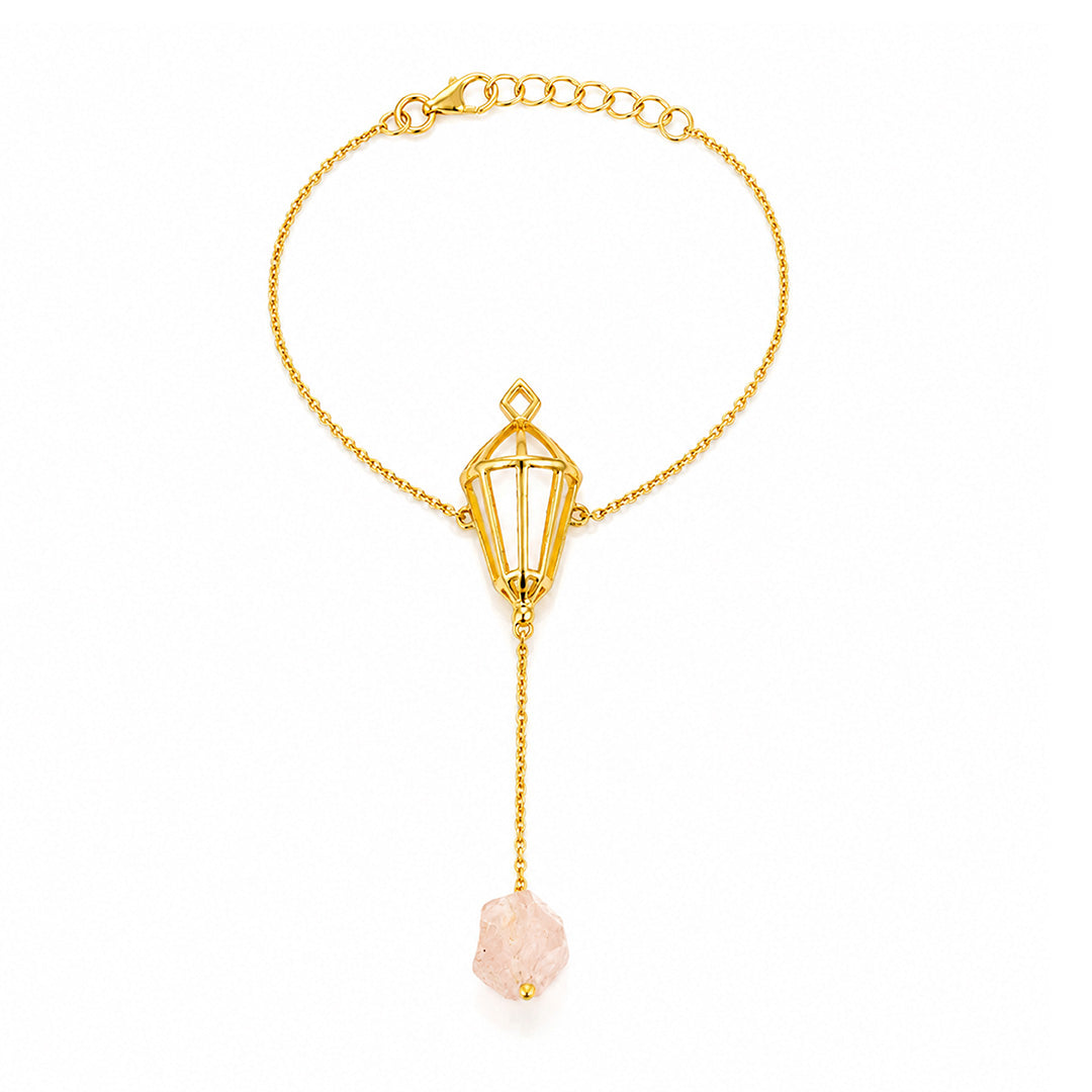 Luminous Cage Pendant Blush Crystal Designer Chain Bracelet