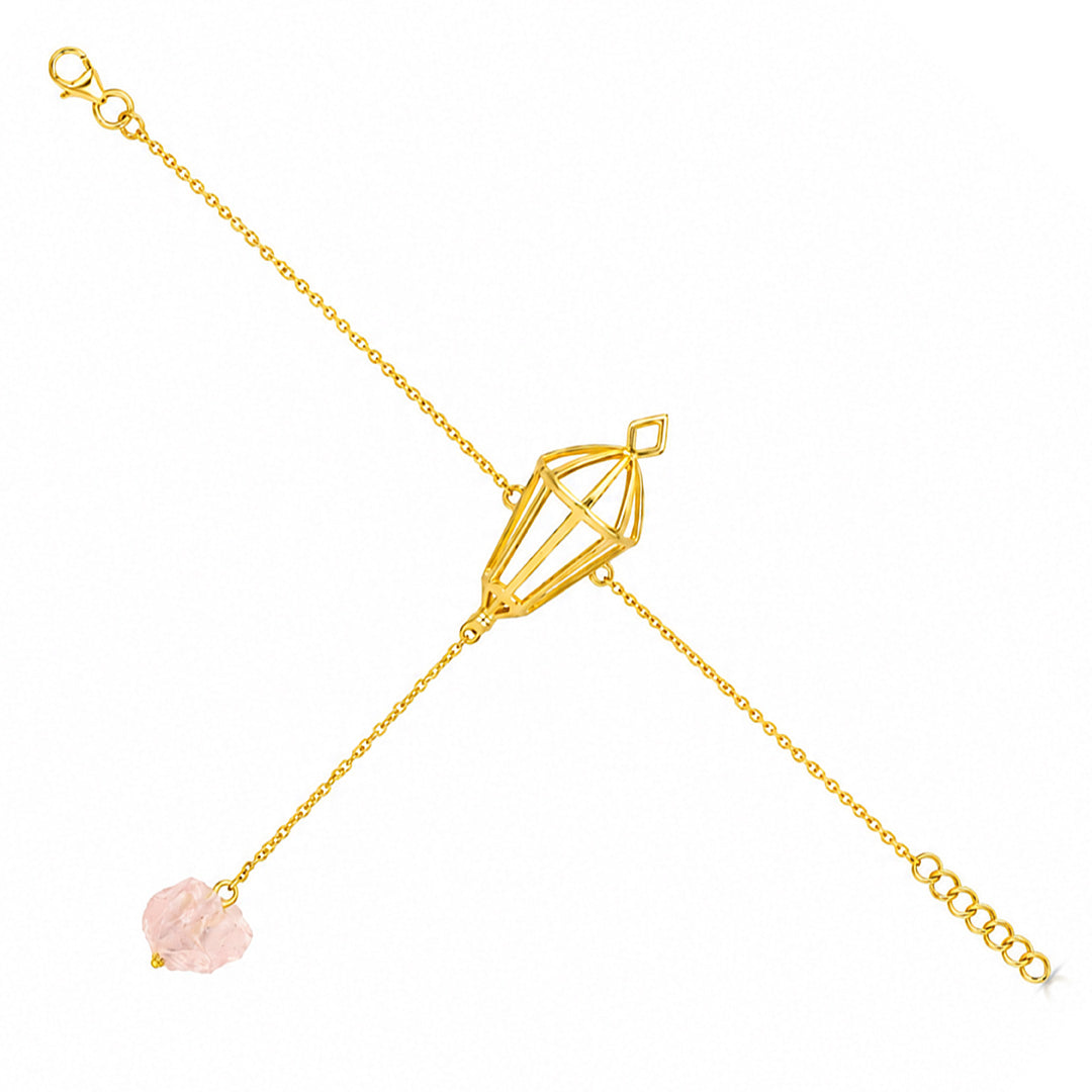 Luminous Cage Pendant Blush Crystal Designer Chain Bracelet