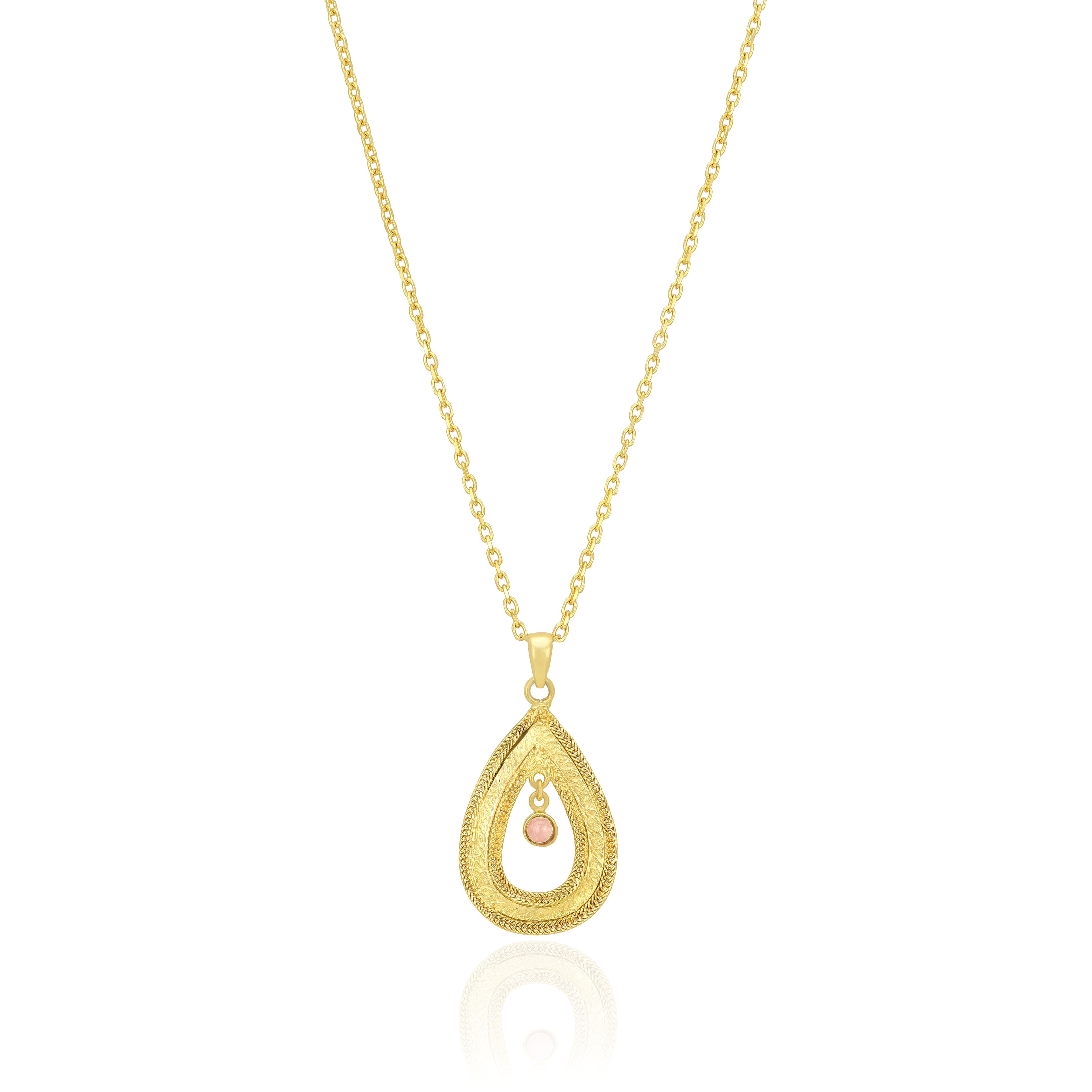 Luminous Floral Blossom Golden Sculpted Designer Pendant Chain