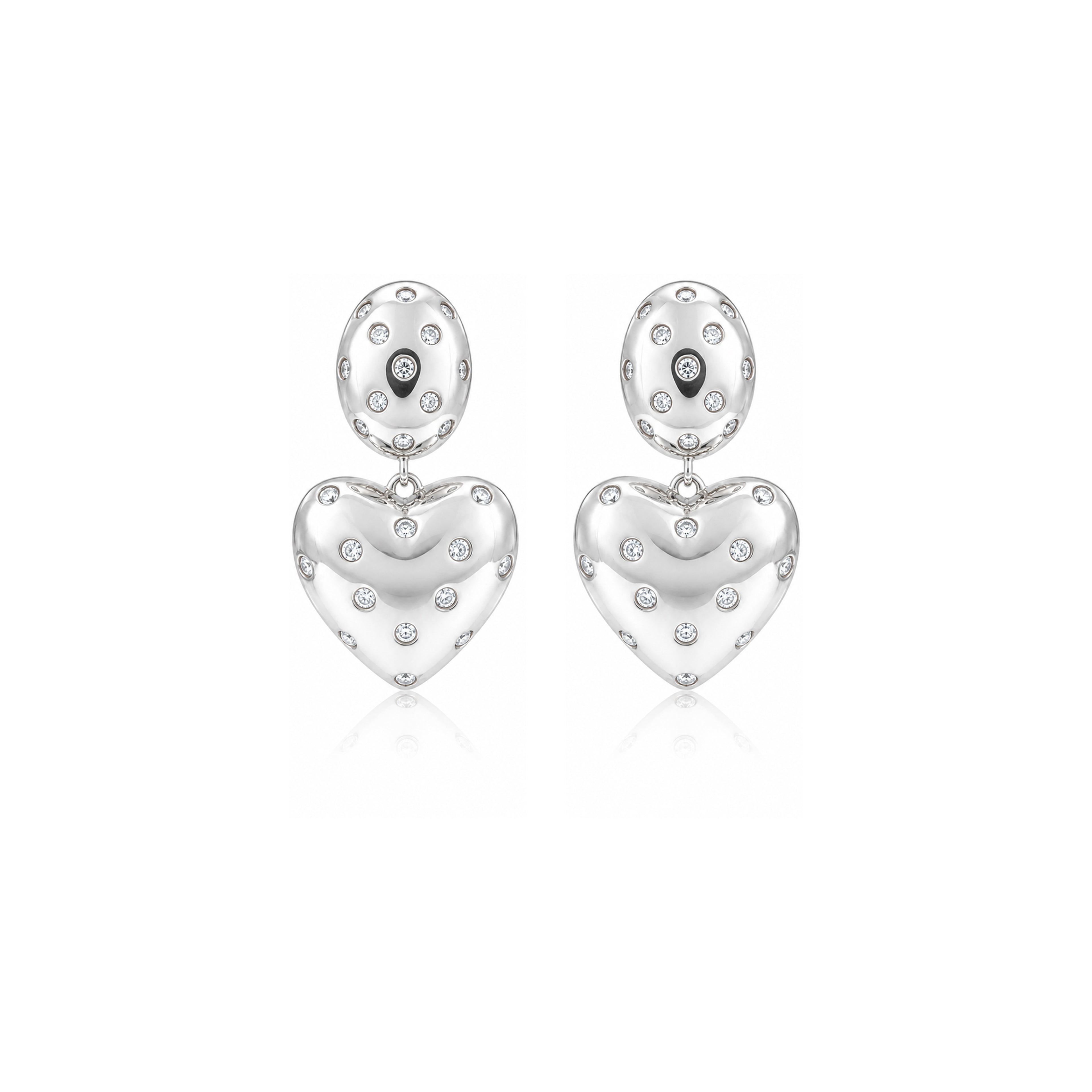 Luminous Heart Charm Crystal Silver Elegant Drop Earring