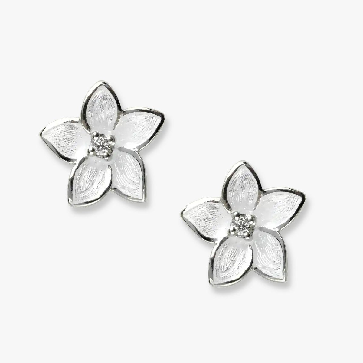 Luminous Rhodium 925 Ivory Flower Earrings