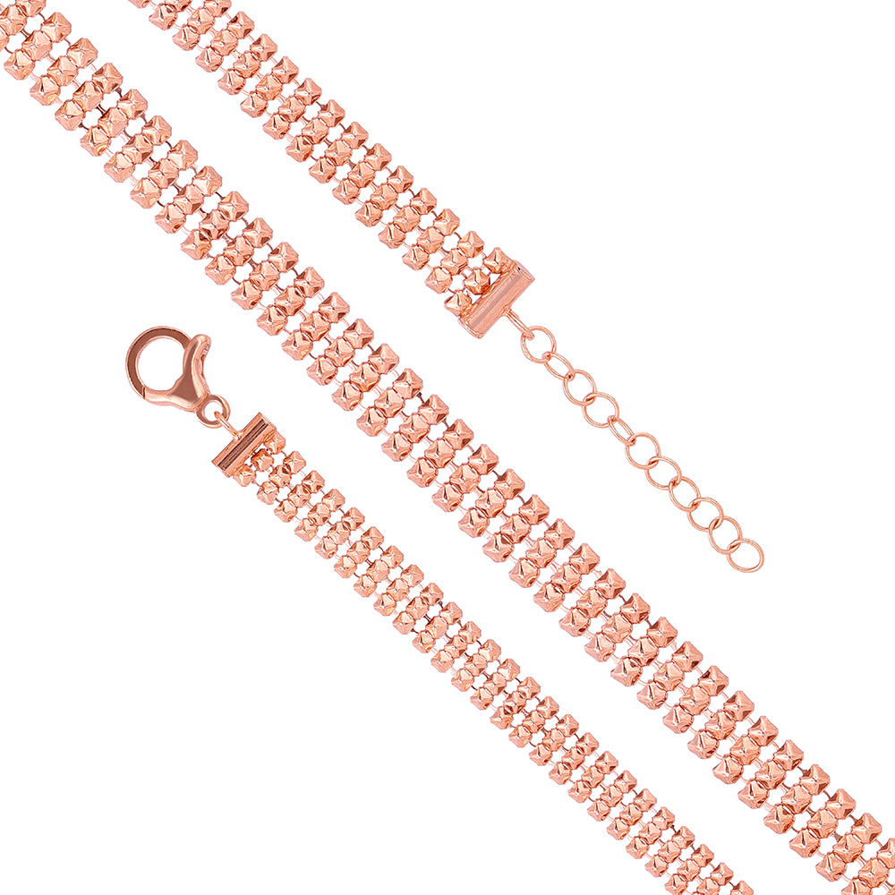Luxe Rose Gold Strap Bracelet 925 Sterling Silver Bracelet for women