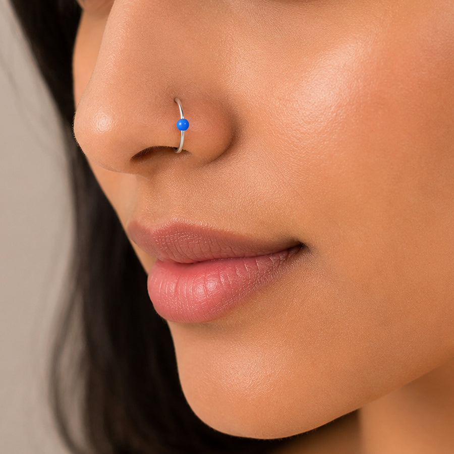 Majestic Blue Brilliance 925 Sterling Silver Luxury Nosepin