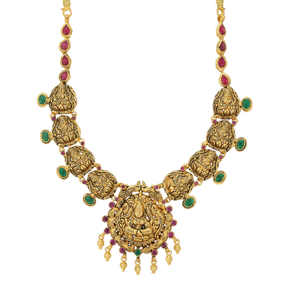 Majestic Lakshmi Radiance 925 Gold Plated Necklace