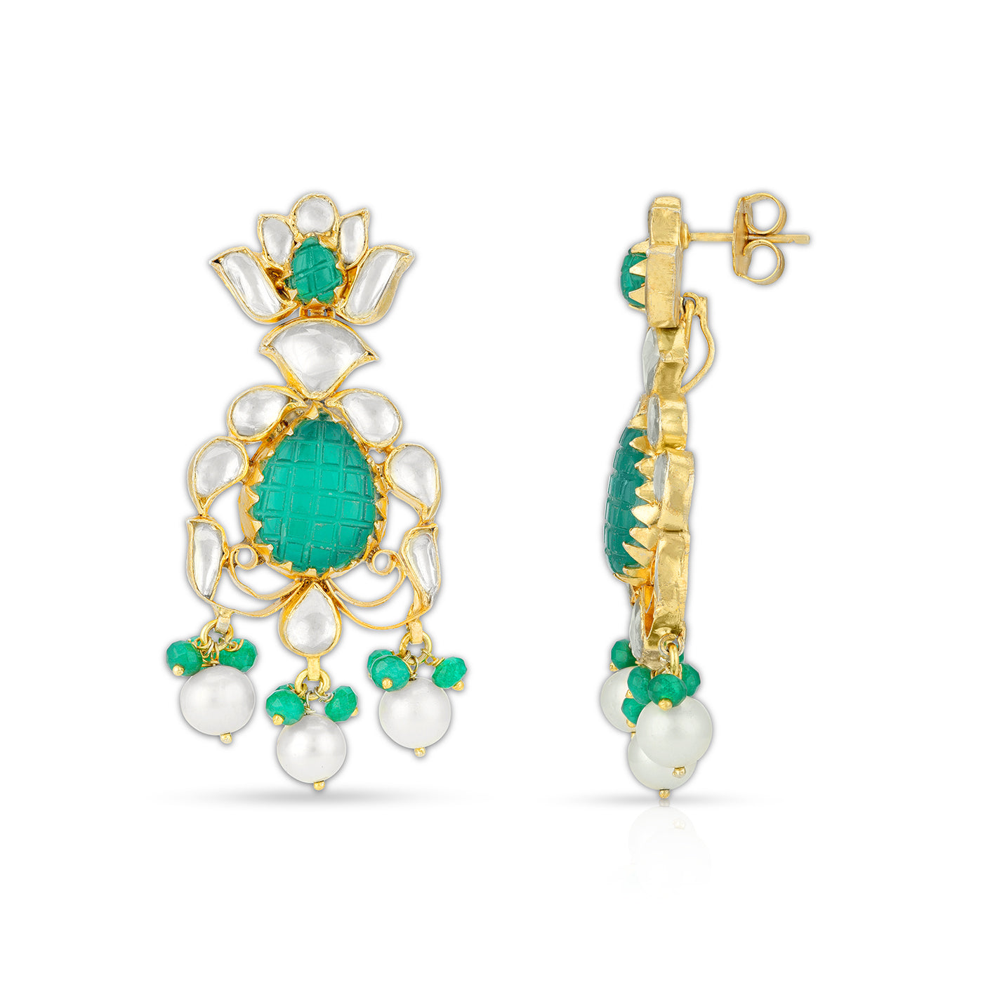 Majestic Lotus Elegance 925 Sterling Silver Pearl Earrings