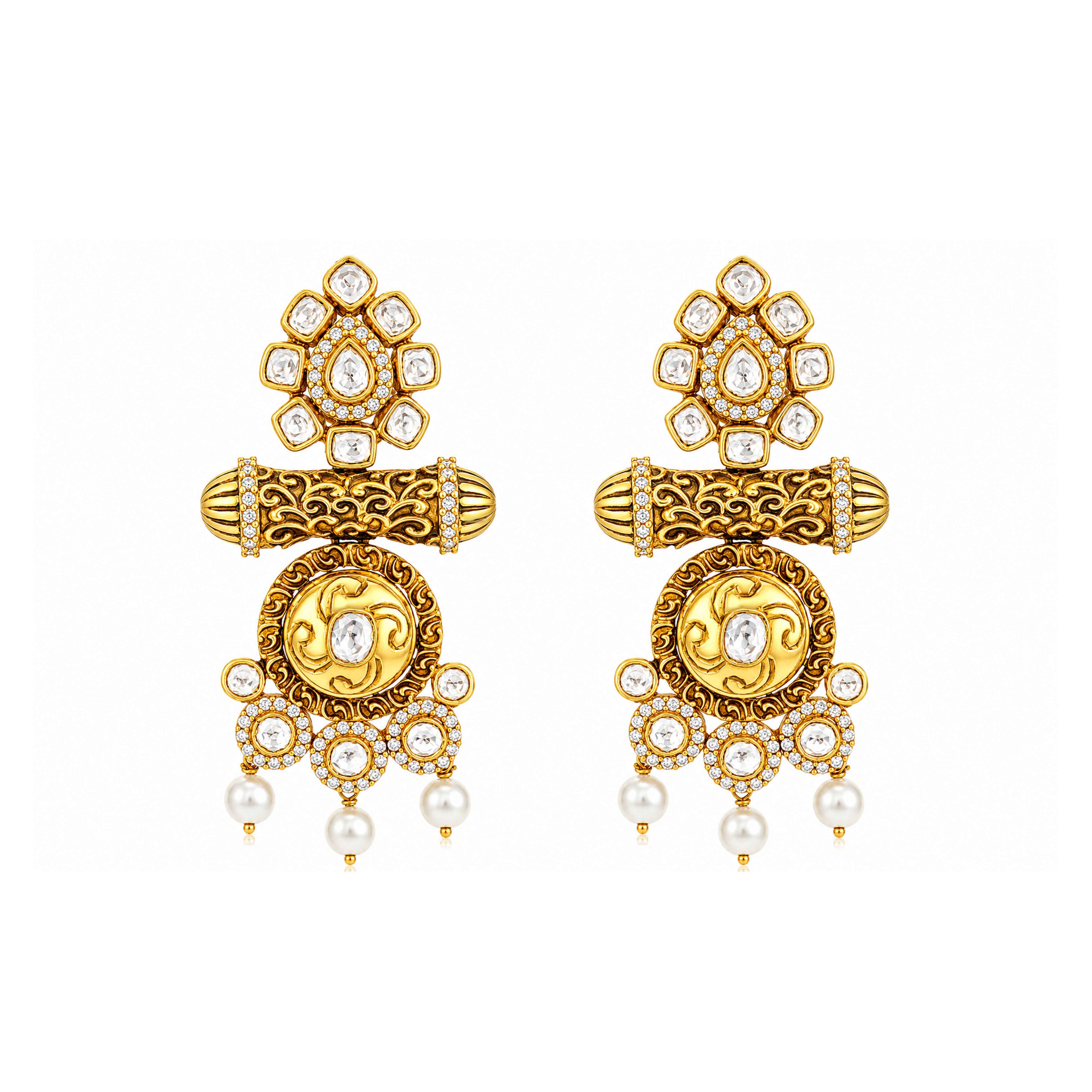 Majestic Pearl Heritage 925 Sterling Silver Statement Earrings