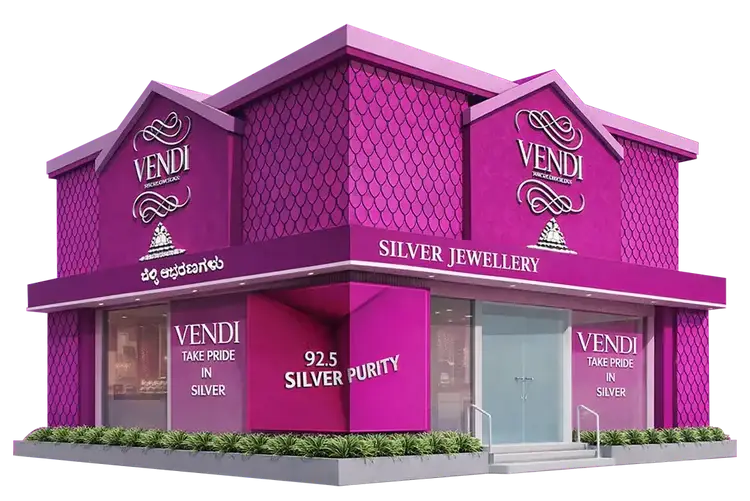 VENDI silver jewellery store with a prominent purple facade.