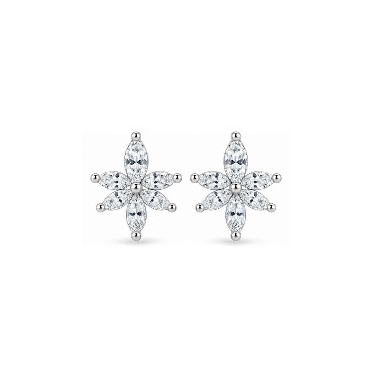 Marquise Lotus Crystal Sterling Silver Studs