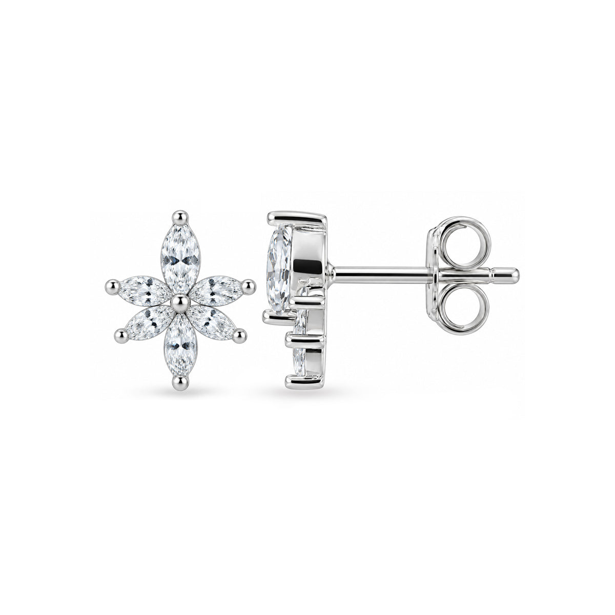 Marquise Lotus Crystal Sterling Silver Studs