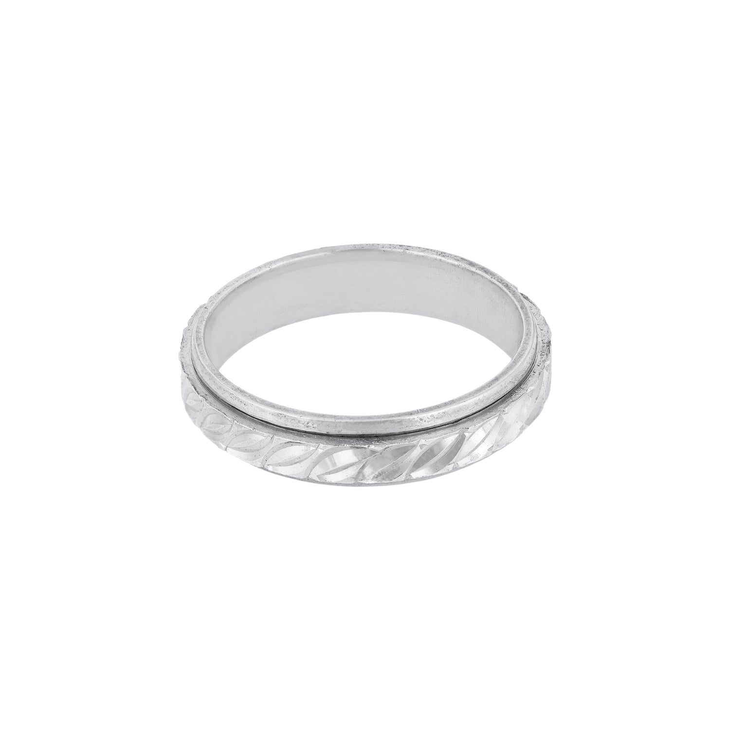 Mens Textured Silver Band Ring