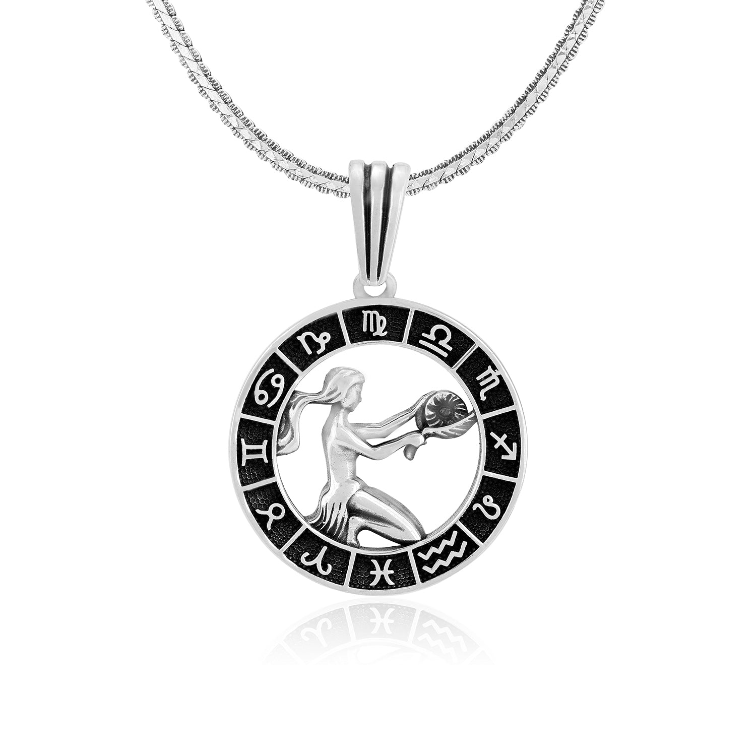 Meticulous Virgo Oxidised Zodiac Pendant