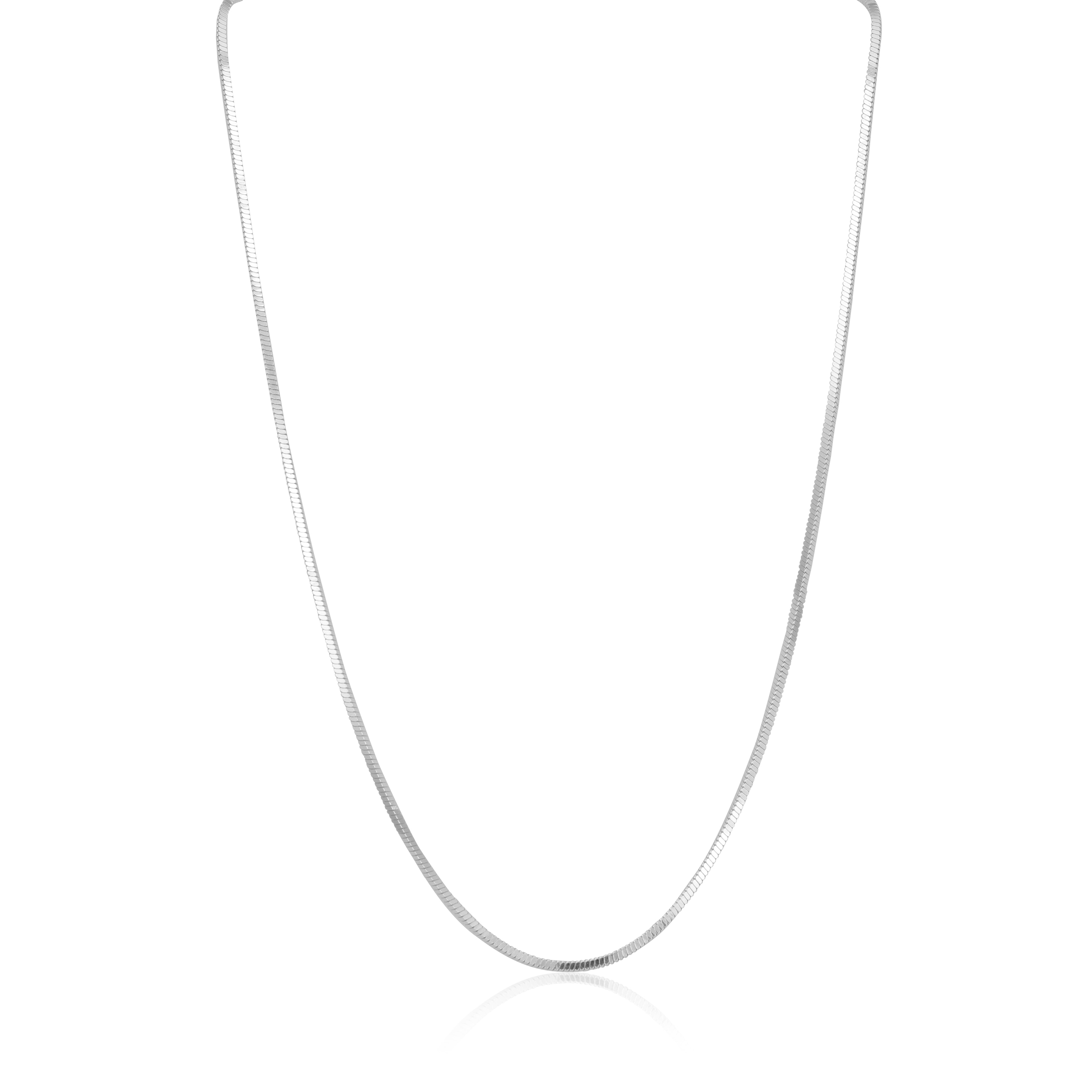 Silver necklace on a white background