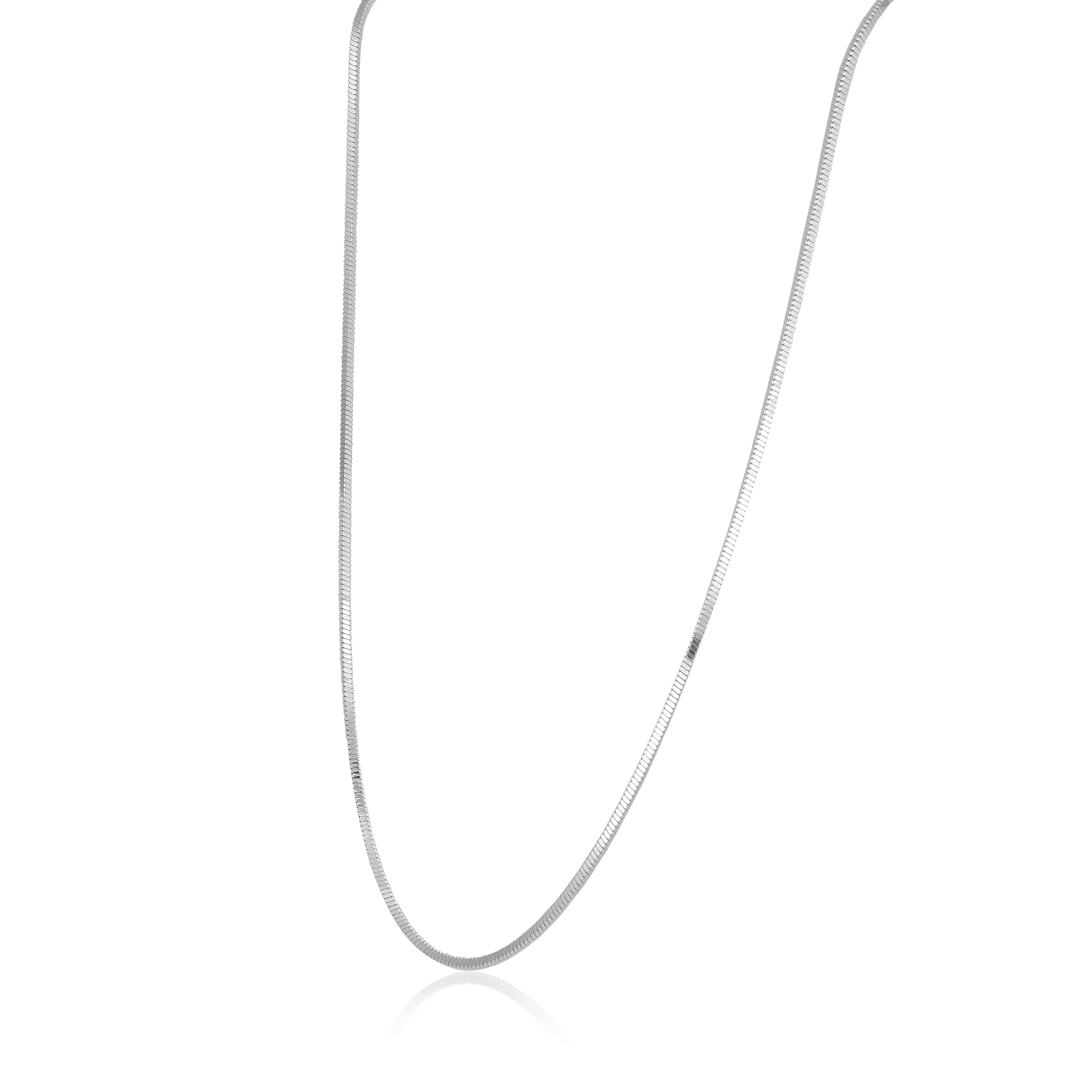 Silver chain necklace on a white background